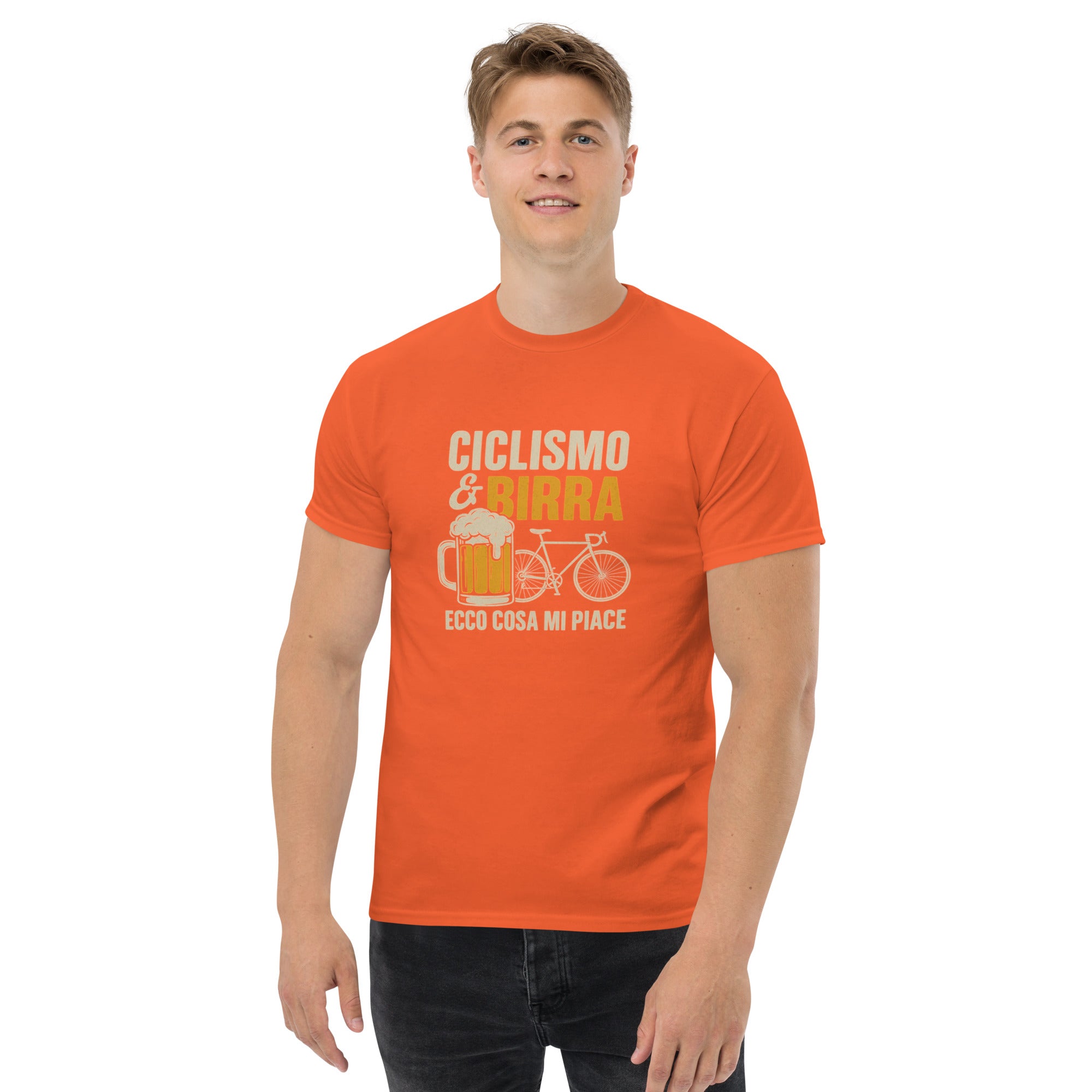 T-shirt Unisex Birra e Ciclismo-DTG-Biiply-Arancione-S-Biiply