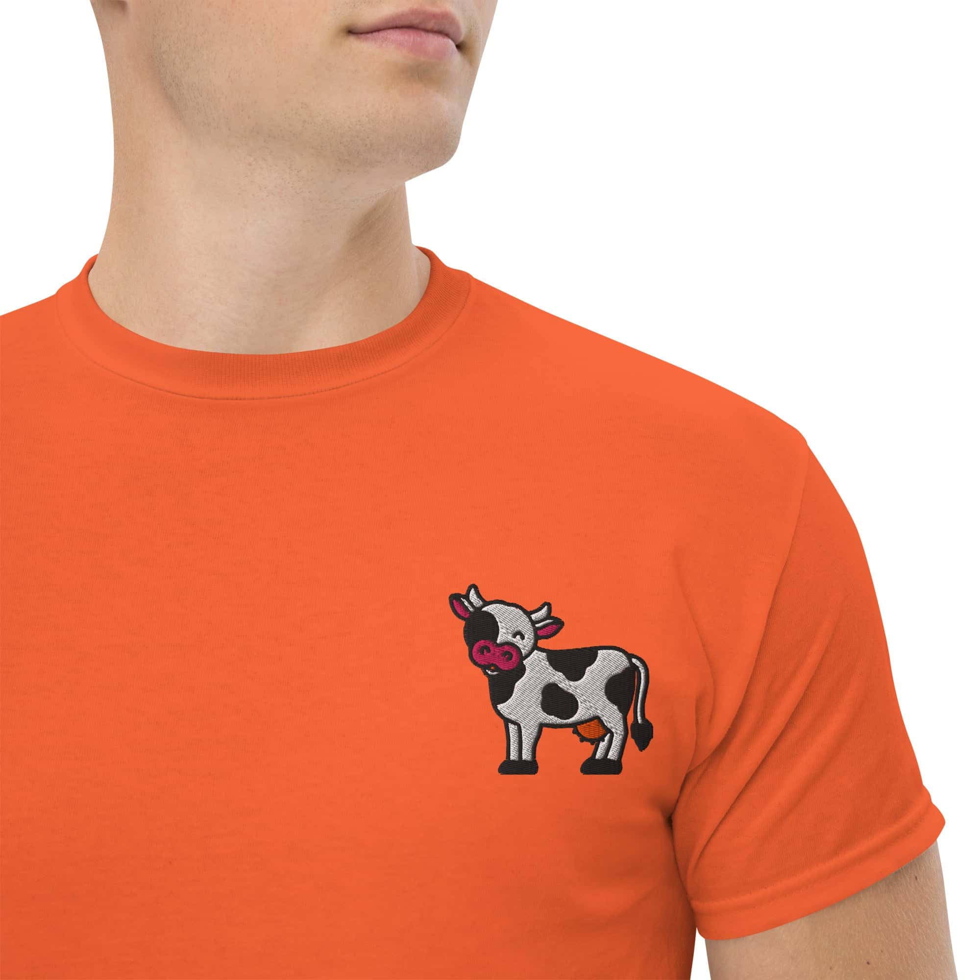 T-shirt Unisex Mucca-Ricamati-Biiply-Arancione-S-Biiply