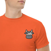 T-shirt Unisex Faccia Mucca-Ricamati-Biiply-Arancione-S-Biiply