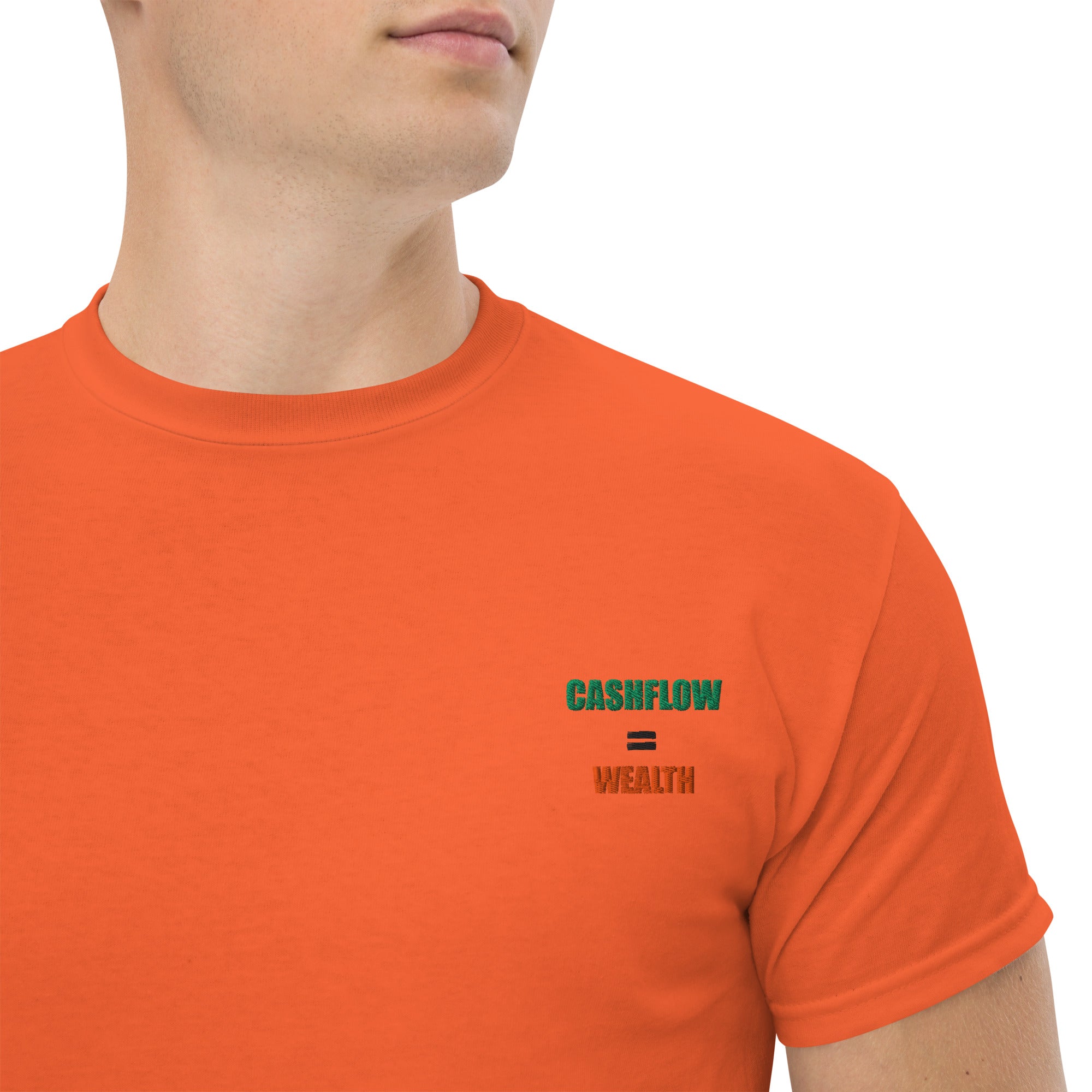 T-shirt Unisex Cashflow = Wealth-Ricamati-Biiply-Arancione-S-Biiply