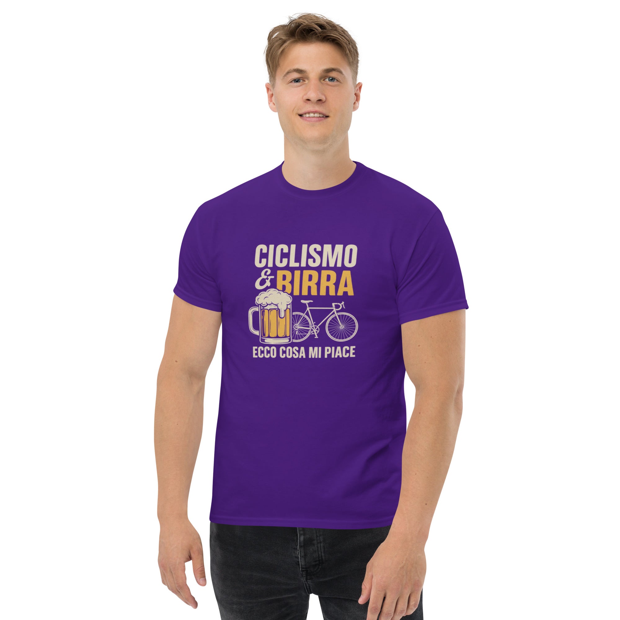T-shirt Unisex Birra e Ciclismo-DTG-Biiply-Porpora-S-Biiply