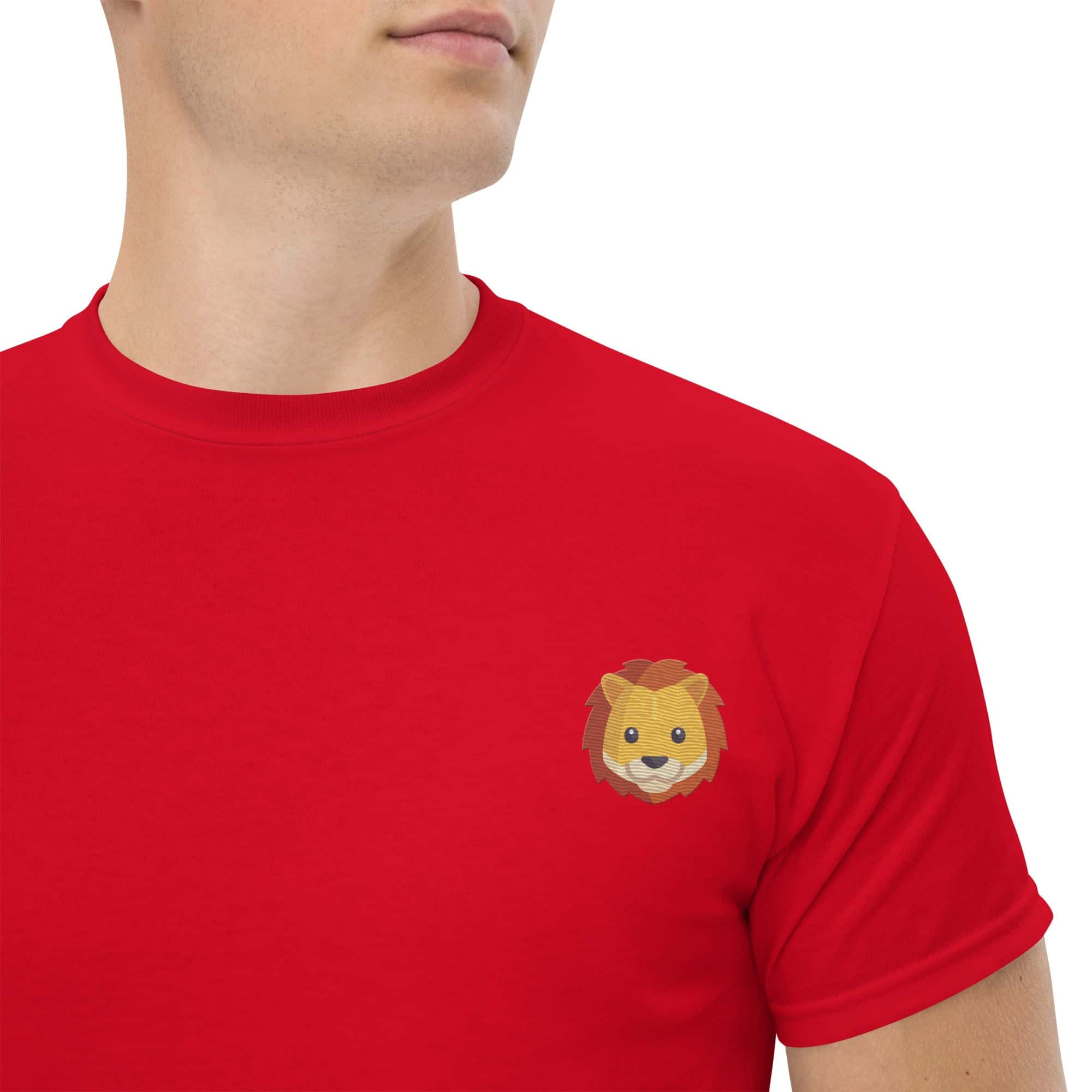T-shirt Unisex Leone-Ricamati-Biiply-Rosso-S-Biiply