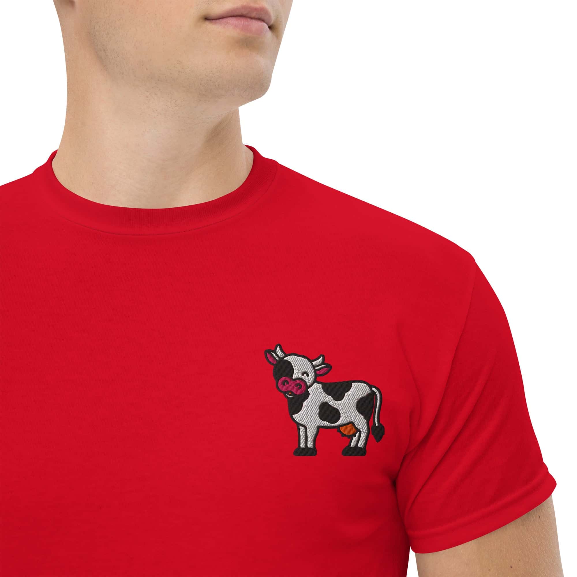 T-shirt Unisex Mucca-Ricamati-Biiply-Rosso-S-Biiply