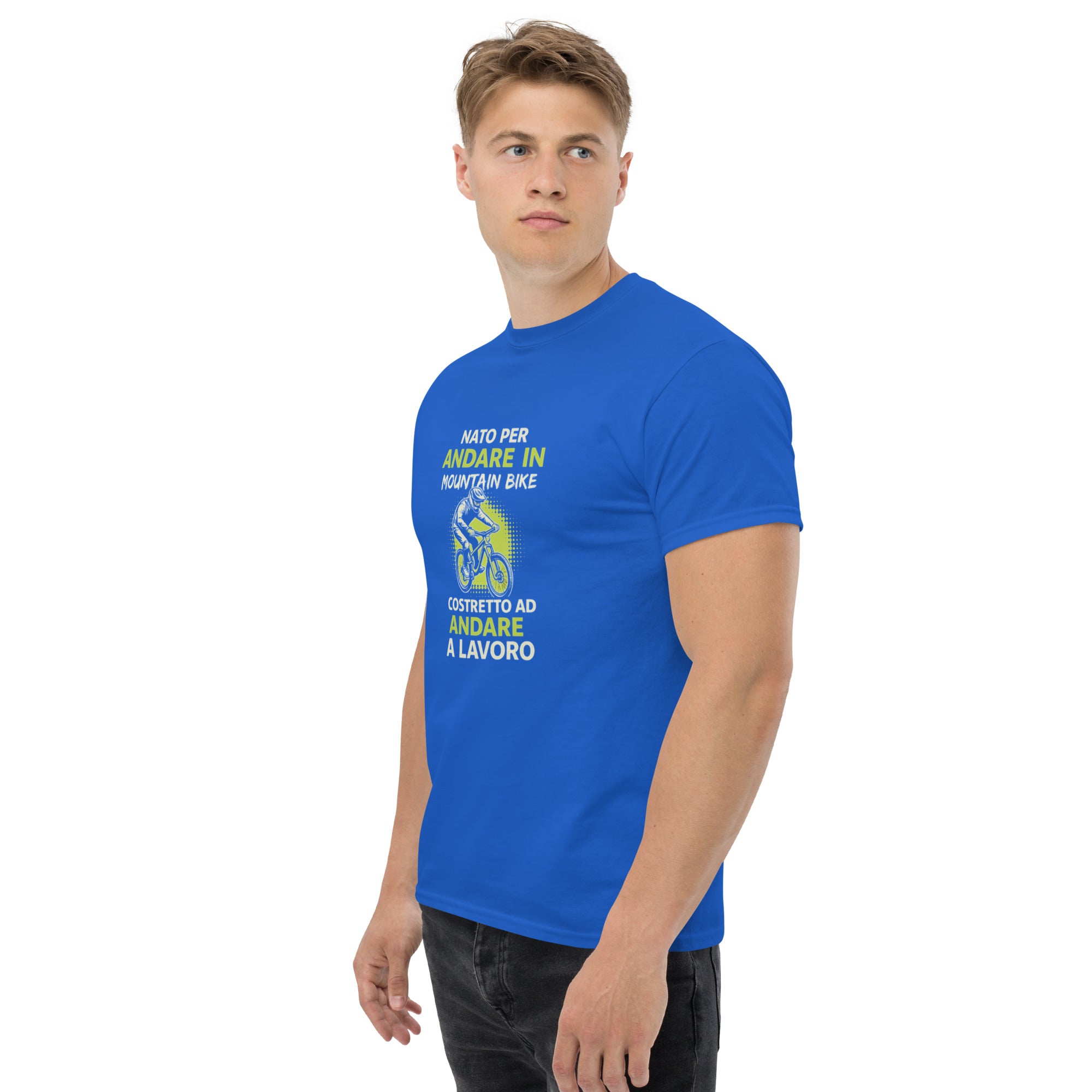 T-shirt Unisex Nato per Andare in Mountain Bike Costretto ad andare a Lavoro-DTG-Biiply-Biiply