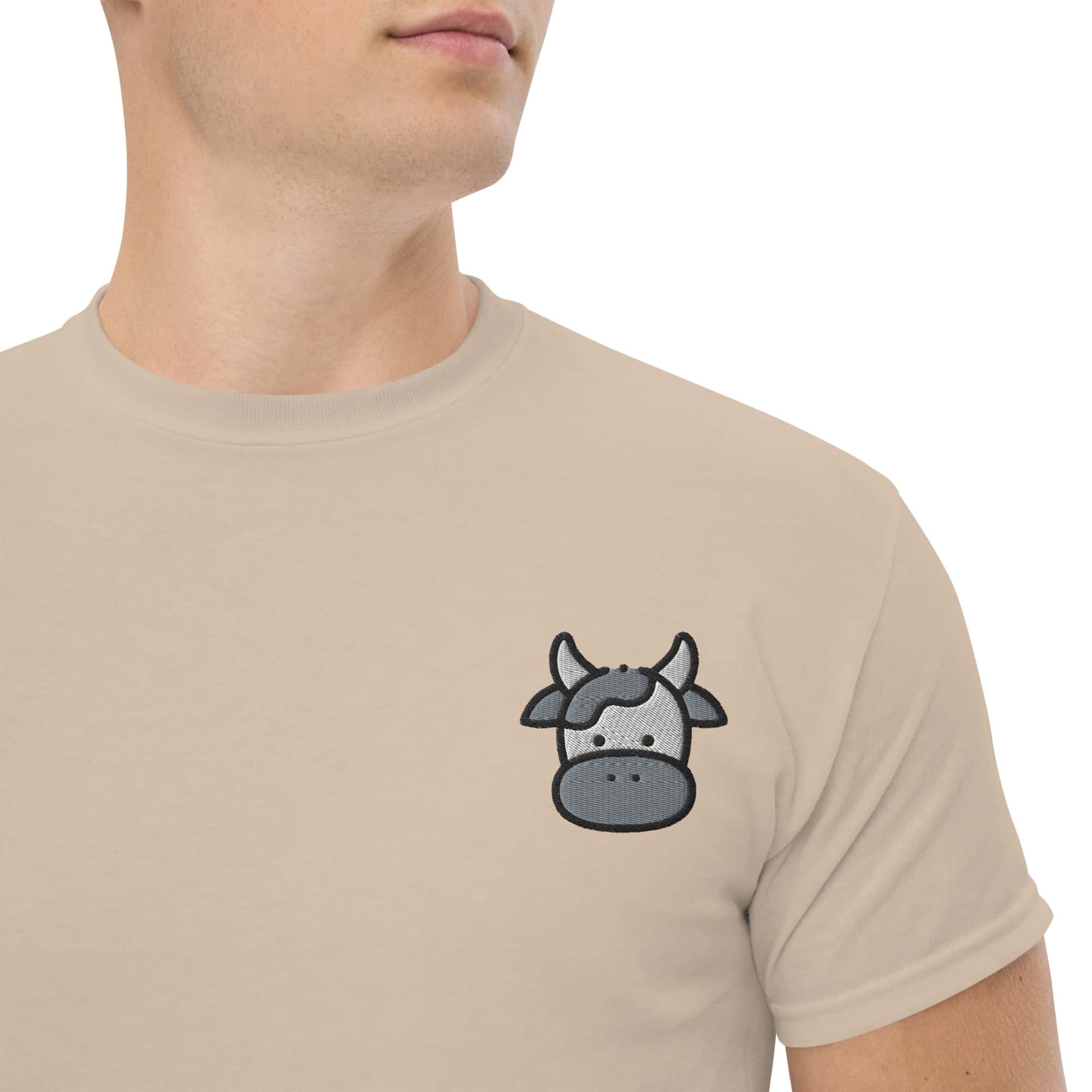 T-shirt Unisex Faccia Mucca-Ricamati-Biiply-Sabbia-S-Biiply