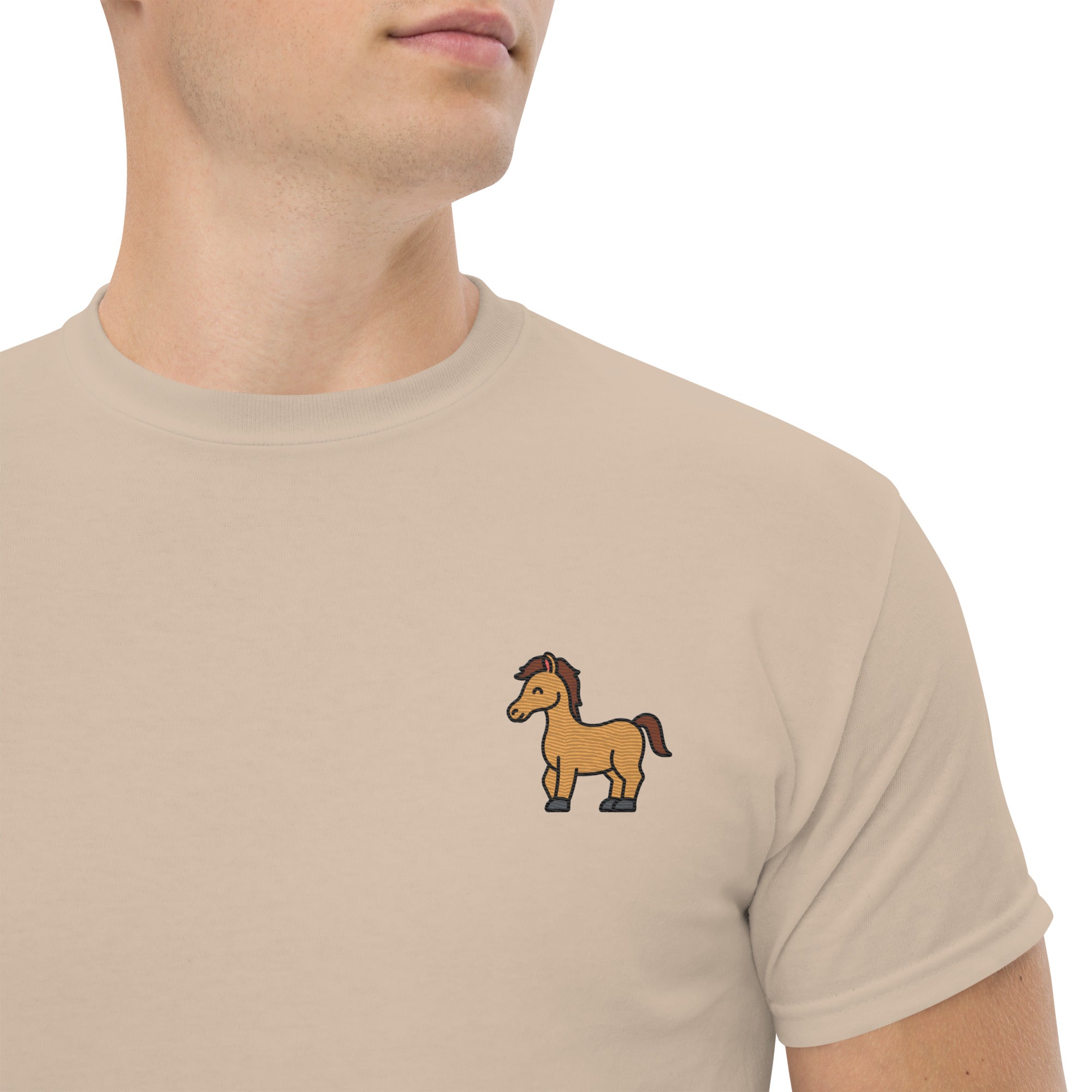T-shirt Unisex Cavallo-Ricamati-Biiply-Sabbia-S-Biiply