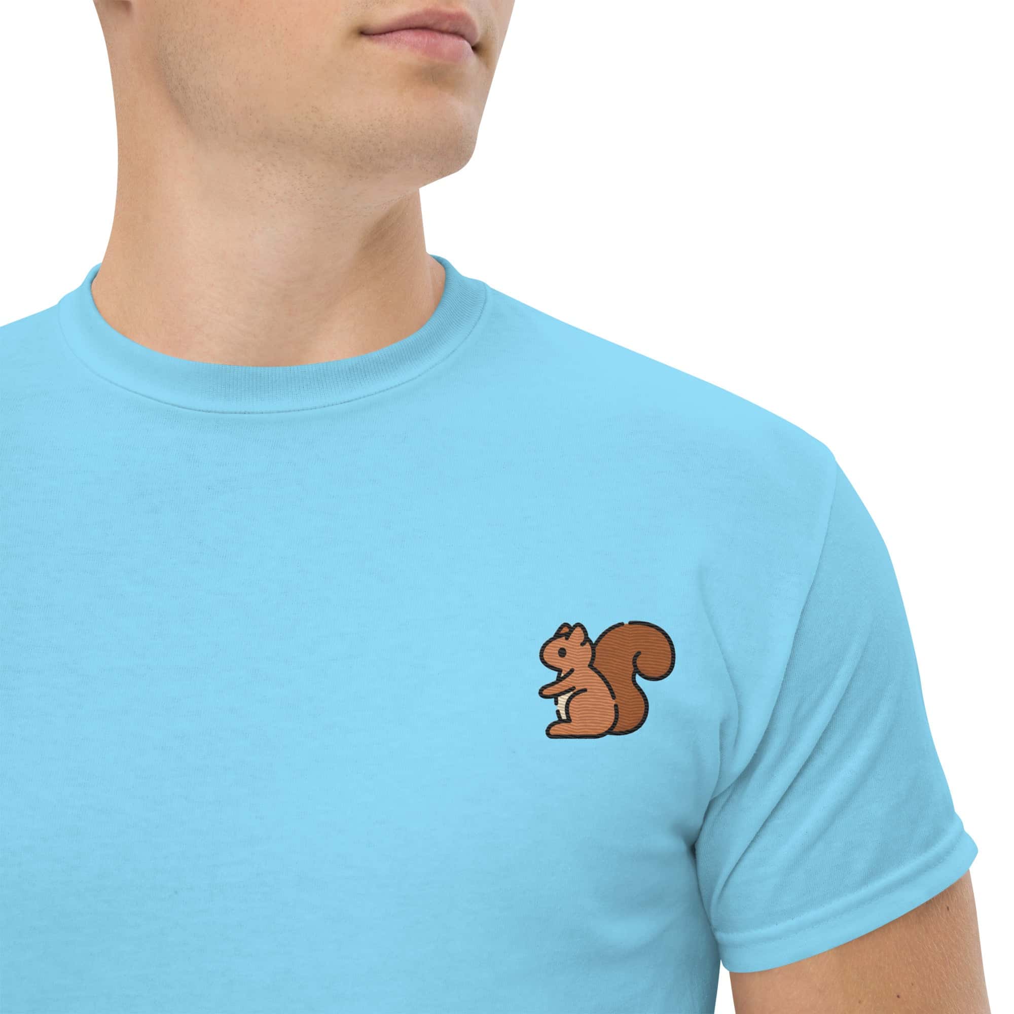 T-shirt Unisex Scoiattolo-Ricamati-Biiply-Cielo-S-Biiply