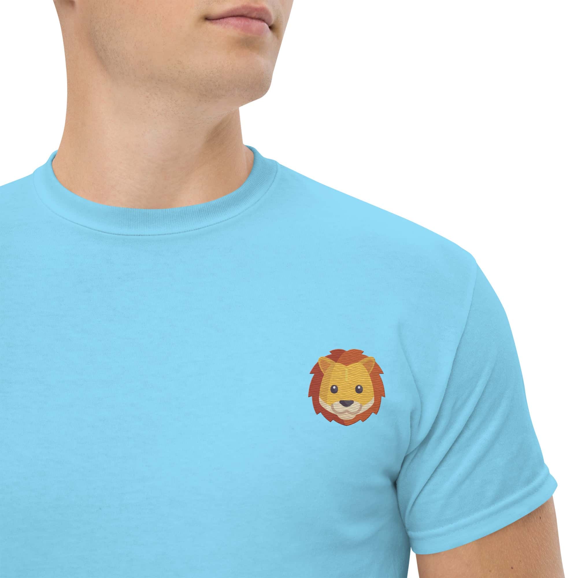 T-shirt Unisex Leone-Ricamati-Biiply-Cielo-S-Biiply