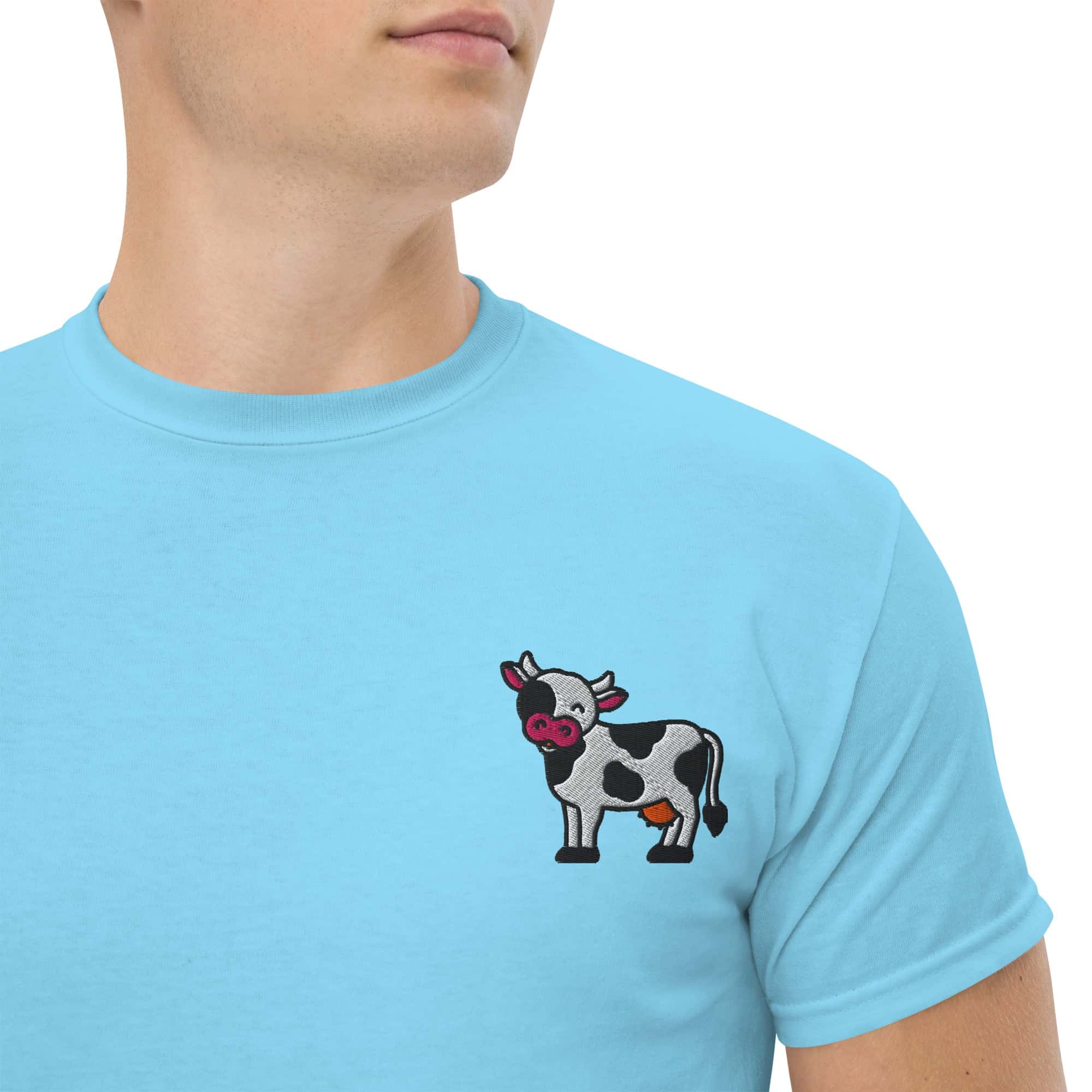 T-shirt Unisex Mucca-Ricamati-Biiply-Cielo-S-Biiply