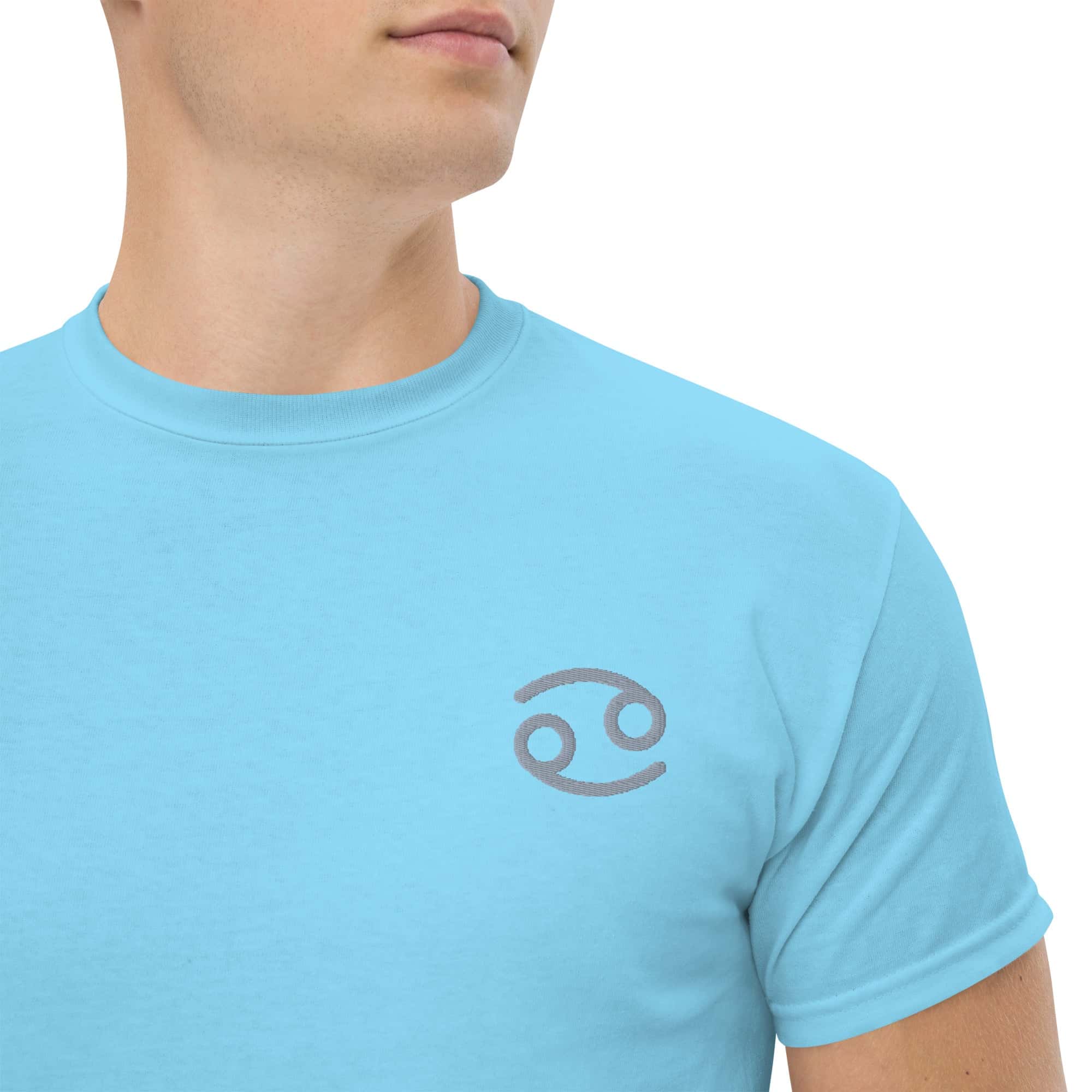 T-shirt Unisex Cancro-Ricamati-Biiply-Cielo-S-Biiply