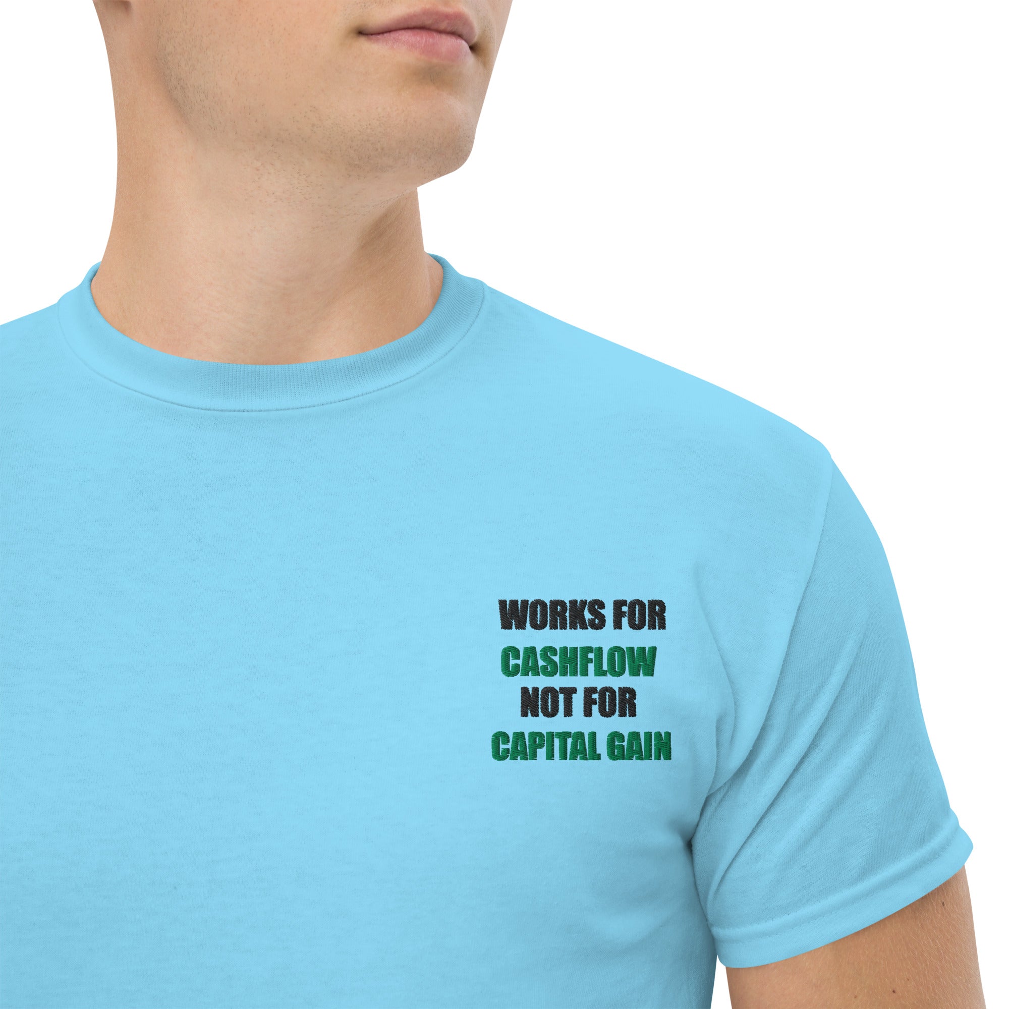 T-shirt Unisex Works Cashflow not Capitalgain-Ricamati-Biiply-Cielo-S-Biiply