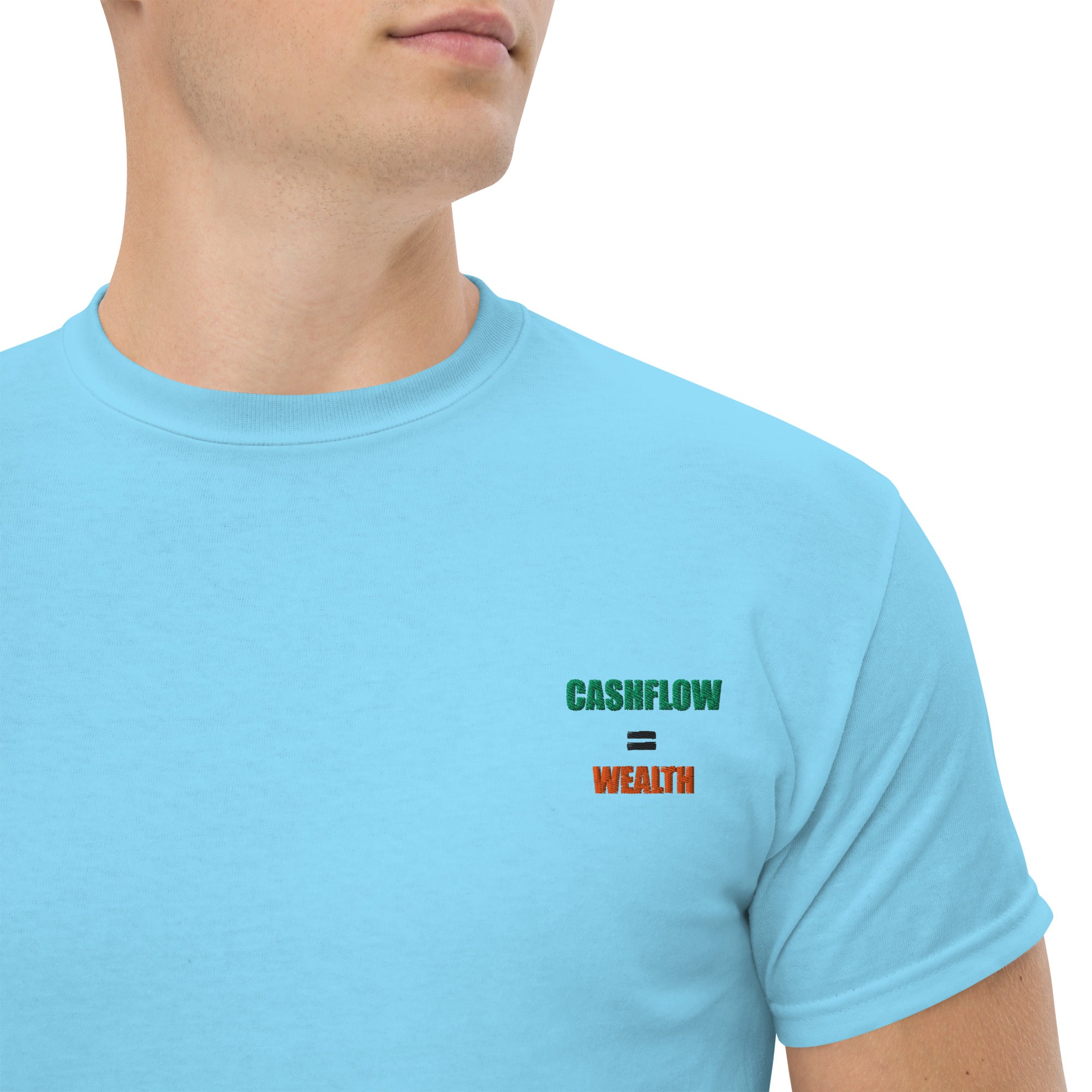 T-shirt Unisex Cashflow = Wealth-Ricamati-Biiply-Cielo-S-Biiply