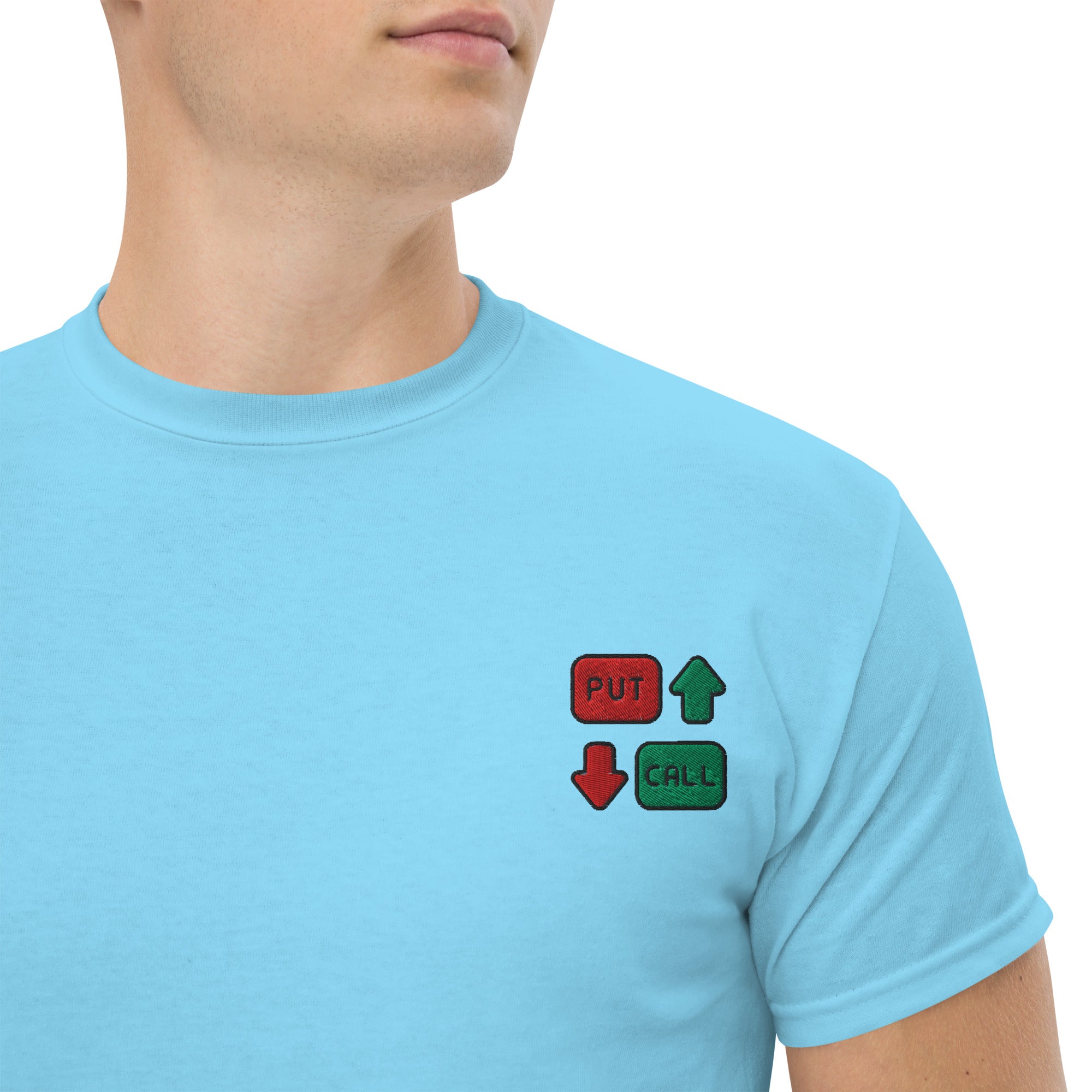 T-shirt Unisex Option Put & Call-Ricamati-Biiply-Cielo-S-Biiply