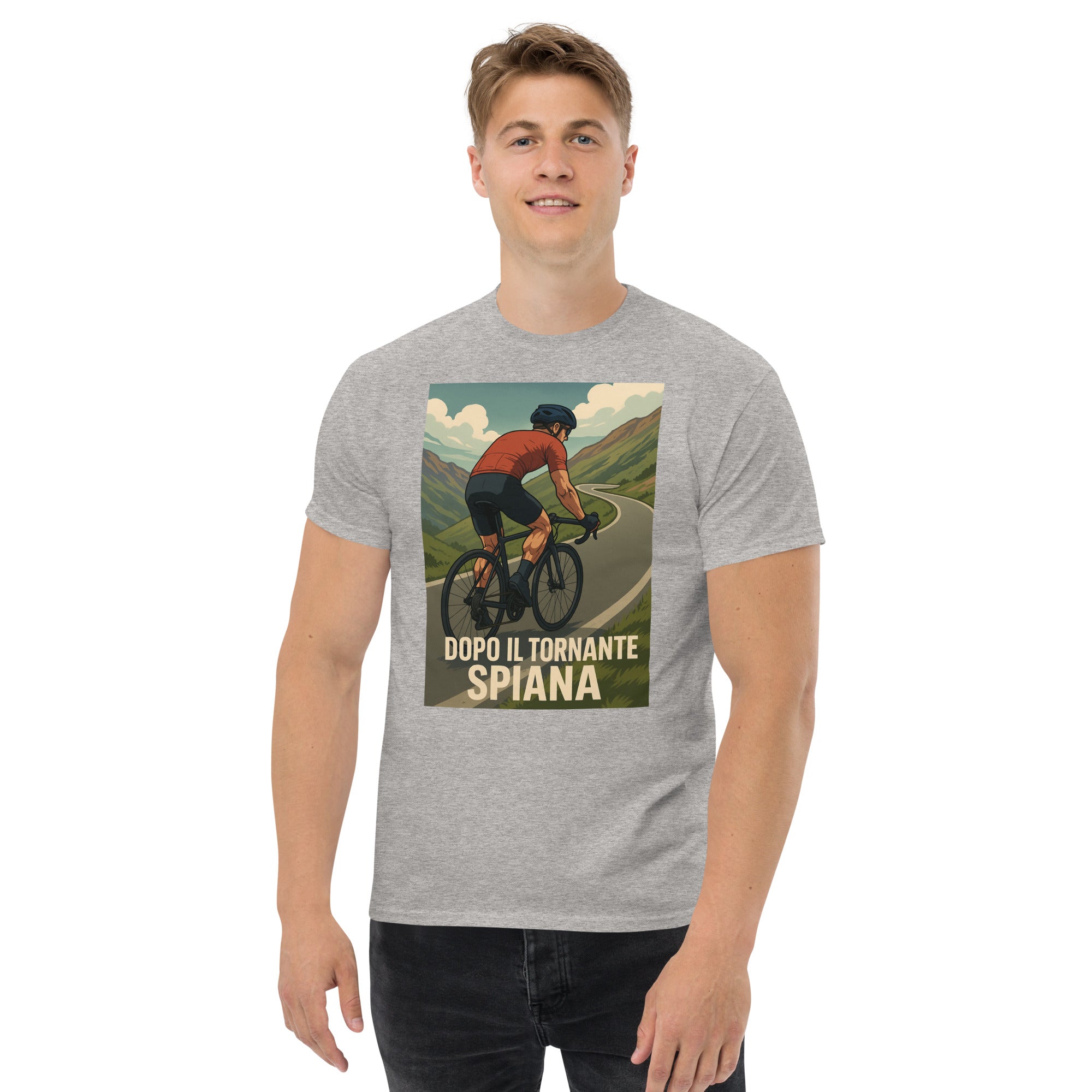 T-shirt Unisex Dopo il tornante spiana-DTG-Biiply-Grigio Sportivo-S-Biiply