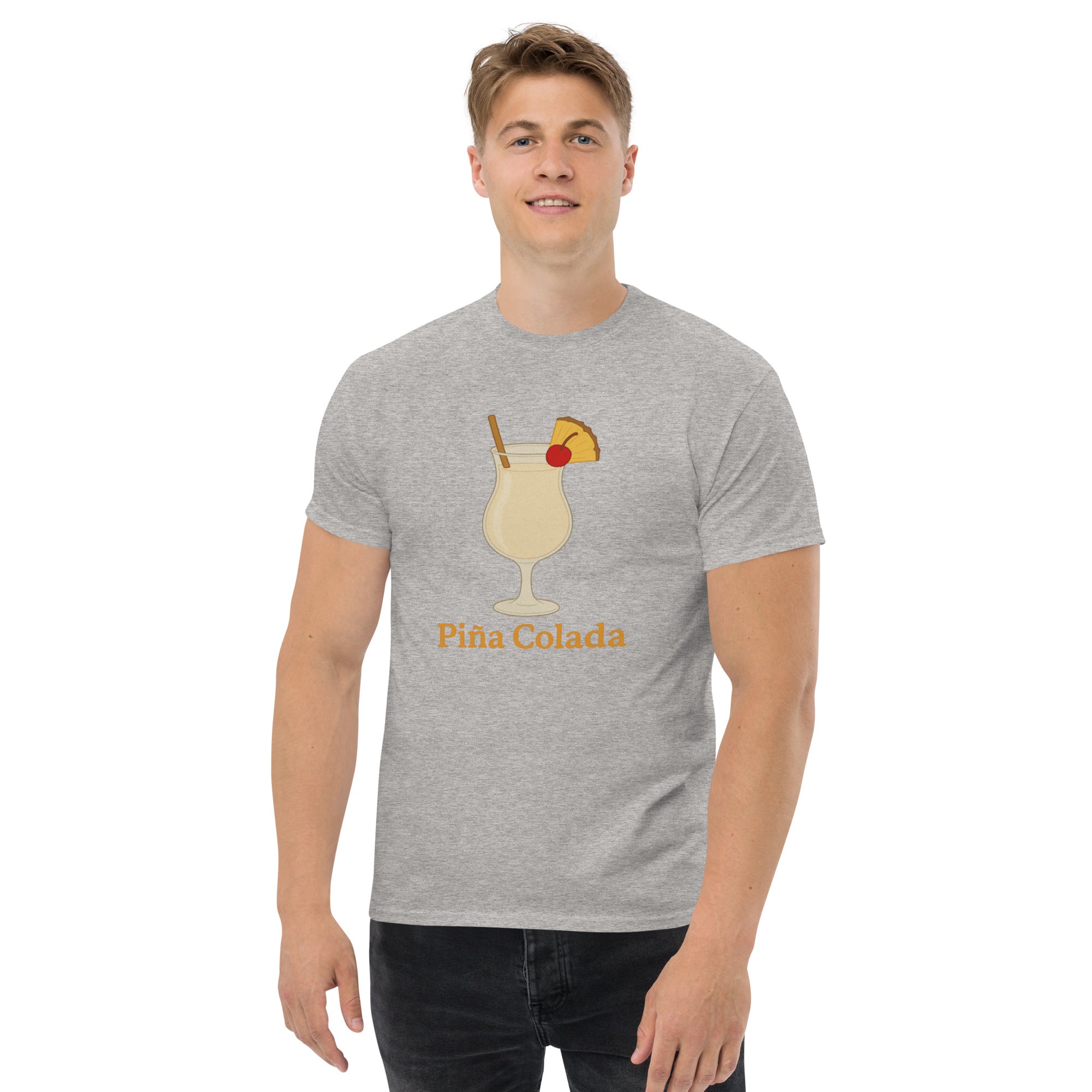 T-shirt Unisex Pina Colada-DTG-Biiply-Grigio Sportivo-S-Biiply