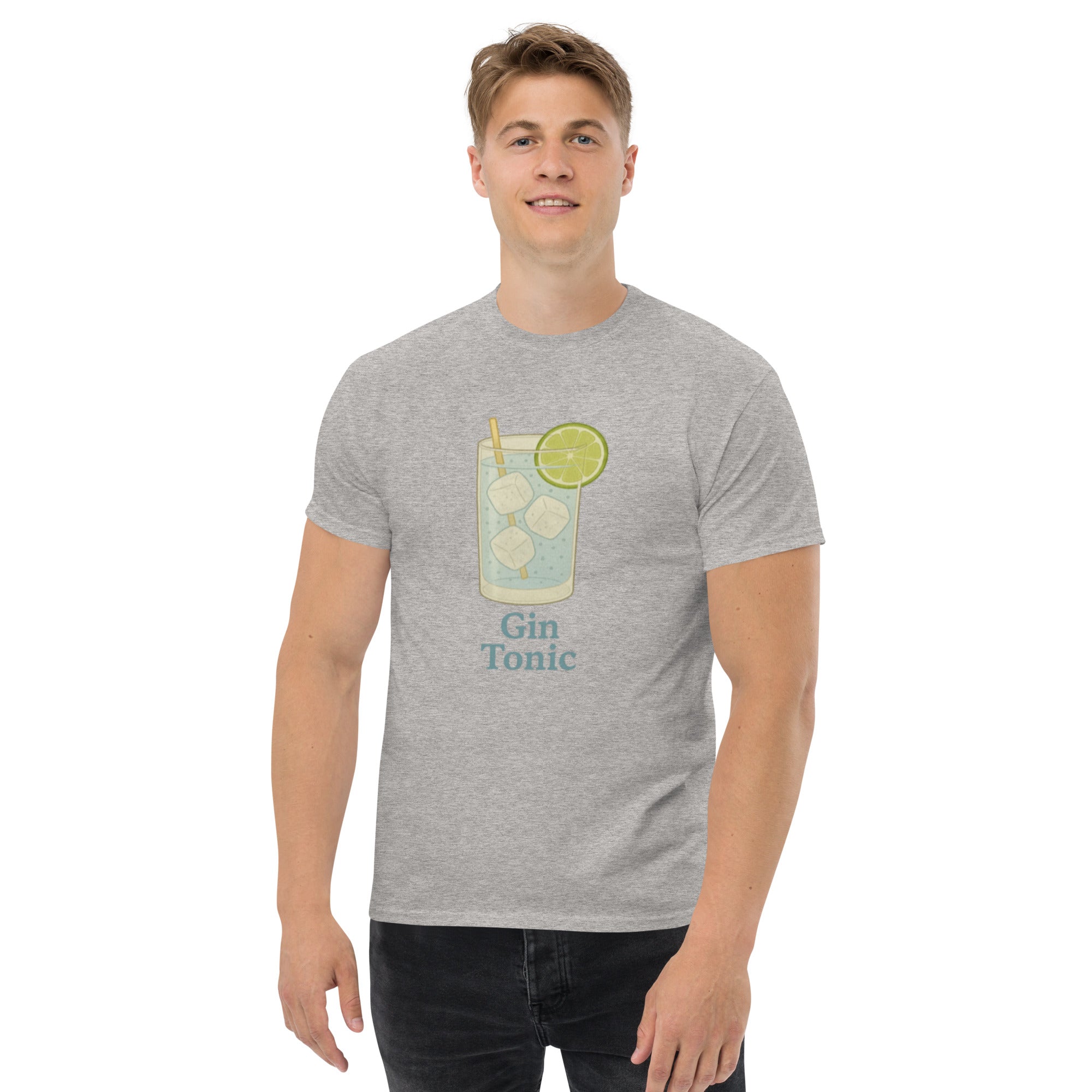 T-shirt Unisex Gin Tonic-DTG-Biiply-Grigio Sportivo-S-Biiply