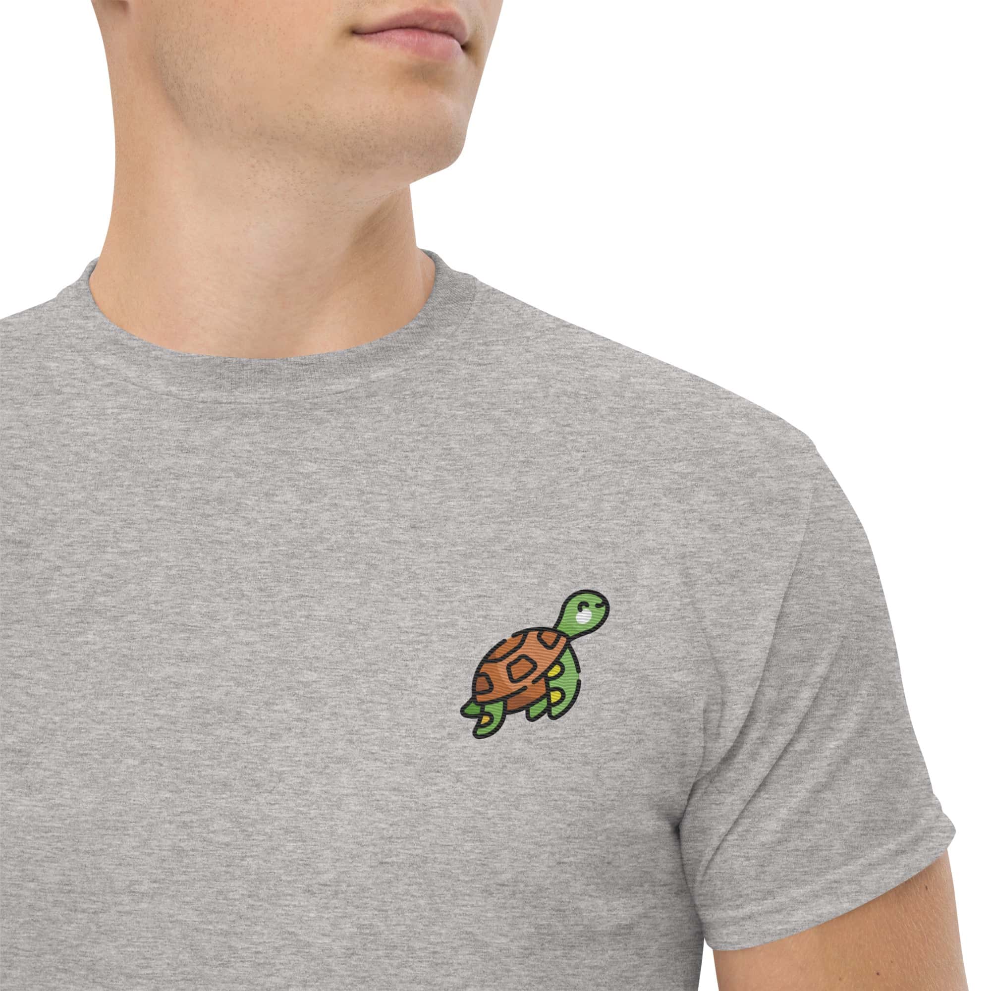 T-shirt Unisex Tartaruga-Ricamati-Biiply-Grigio Sportivo-S-Biiply