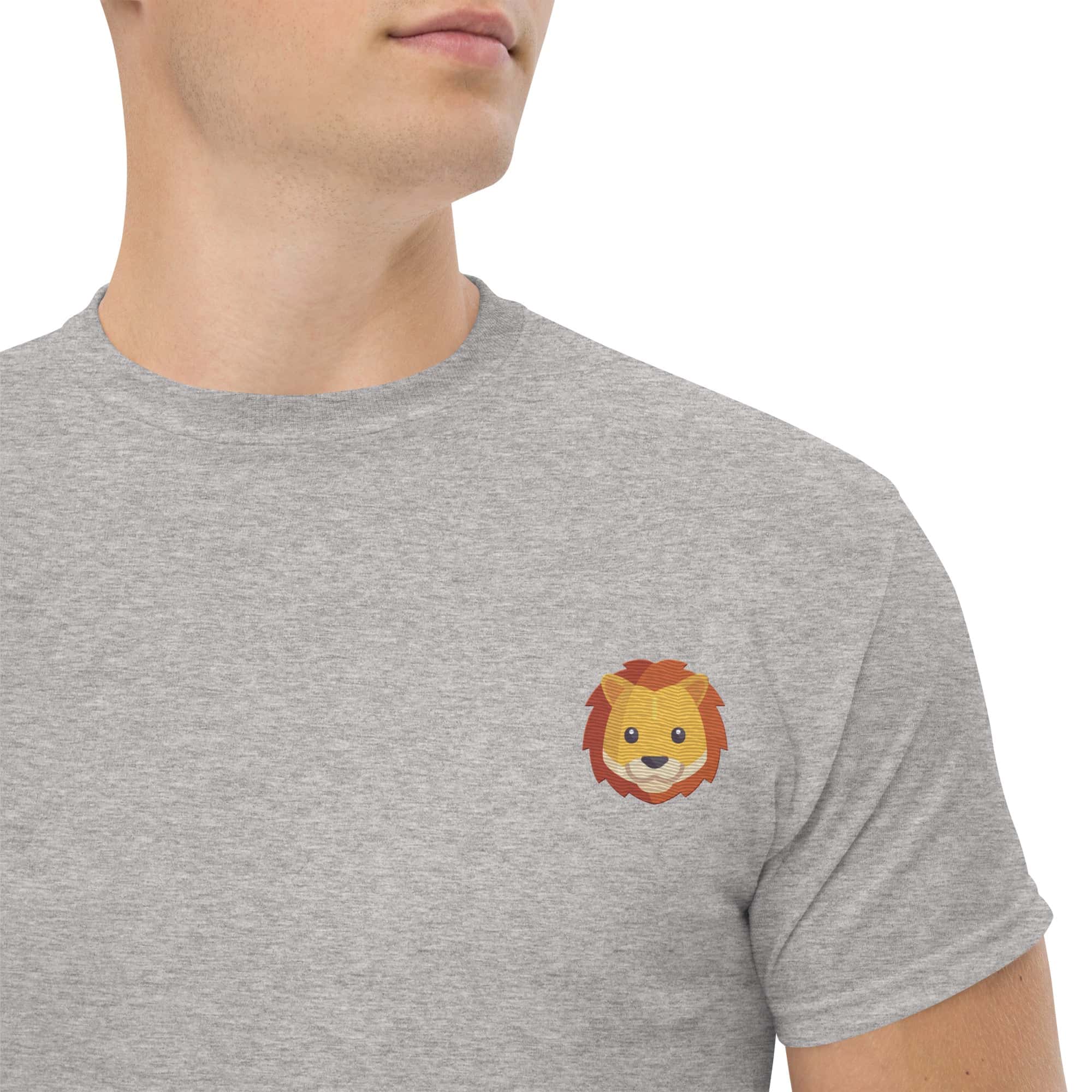 T-shirt Unisex Leone-Ricamati-Biiply-Grigio Sportivo-S-Biiply