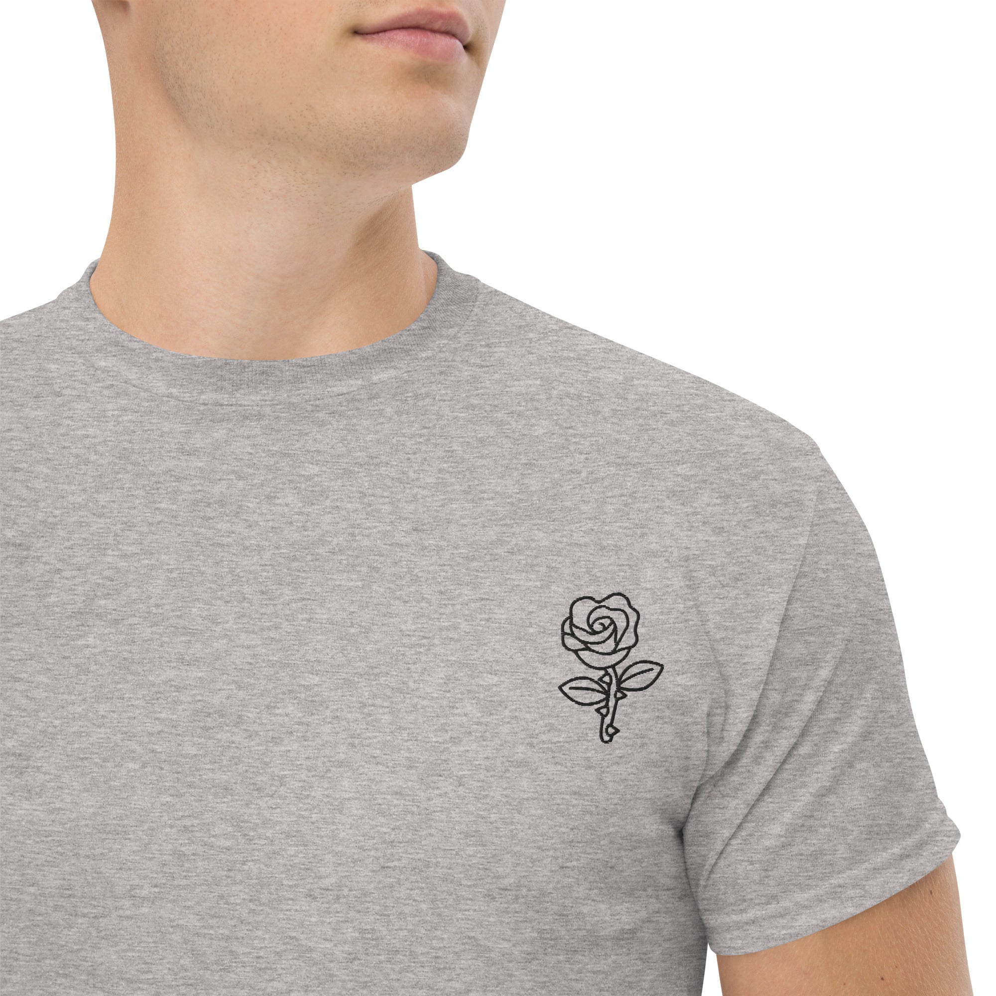 T-shirt Unisex Rosa-Ricamati-Biiply-Grigio Sportivo-S-Biiply