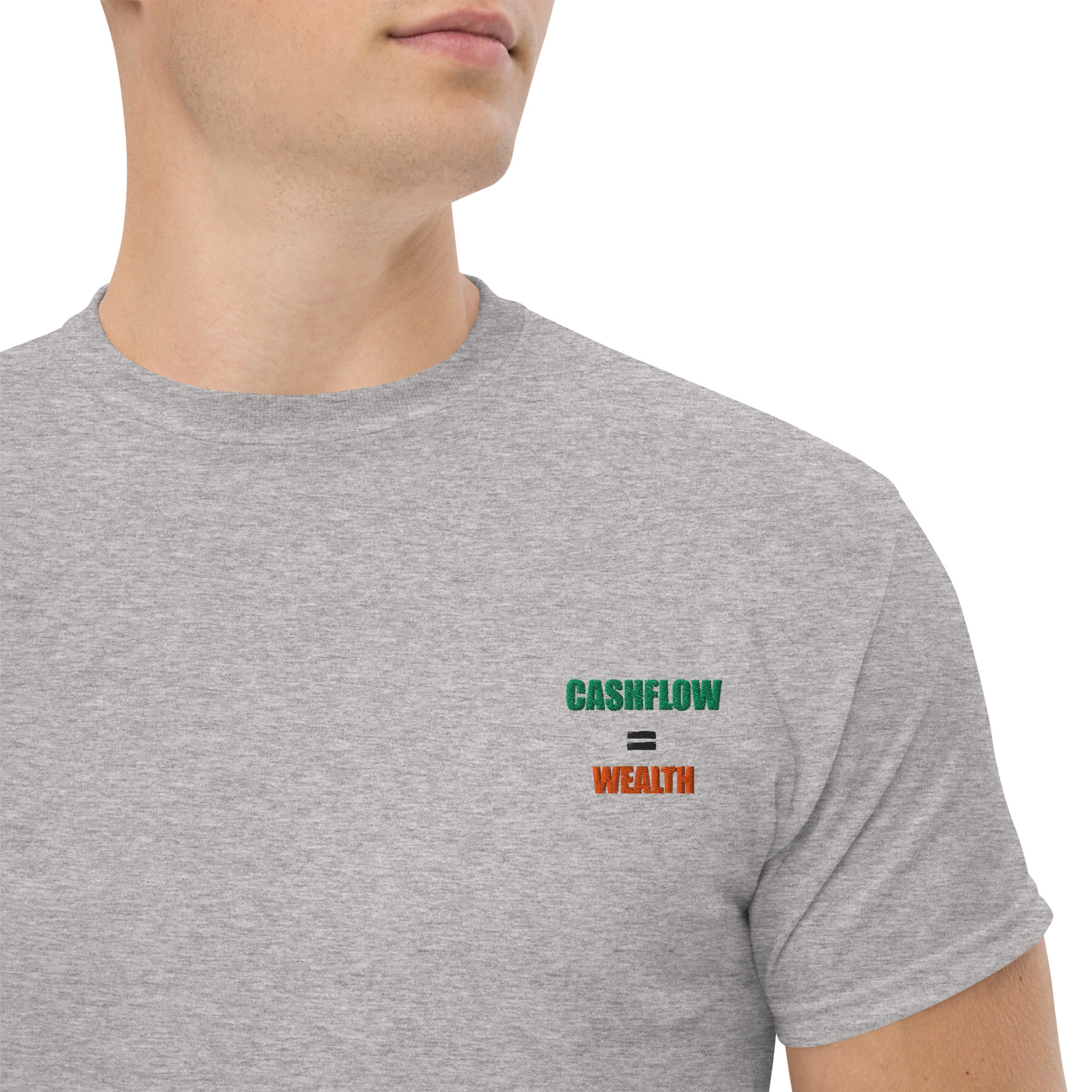T-shirt Unisex Cashflow = Wealth-Ricamati-Biiply-Grigio Sportivo-S-Biiply