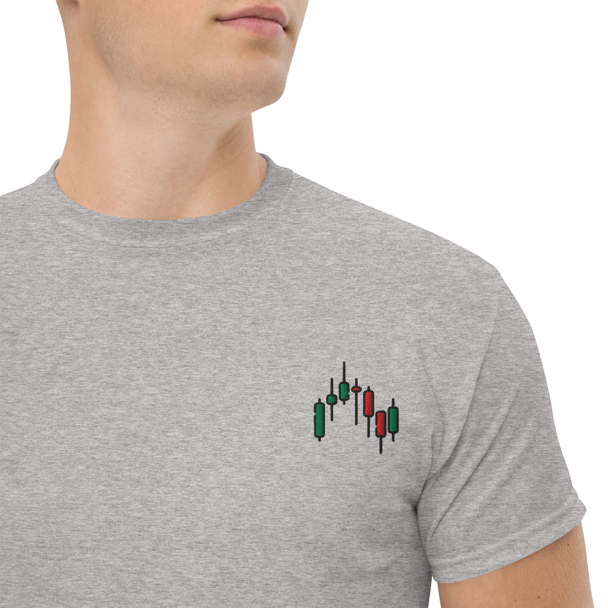 T-shirt Unisex Candelstick pattern-Ricamati-Biiply-Grigio Sportivo-S-Biiply