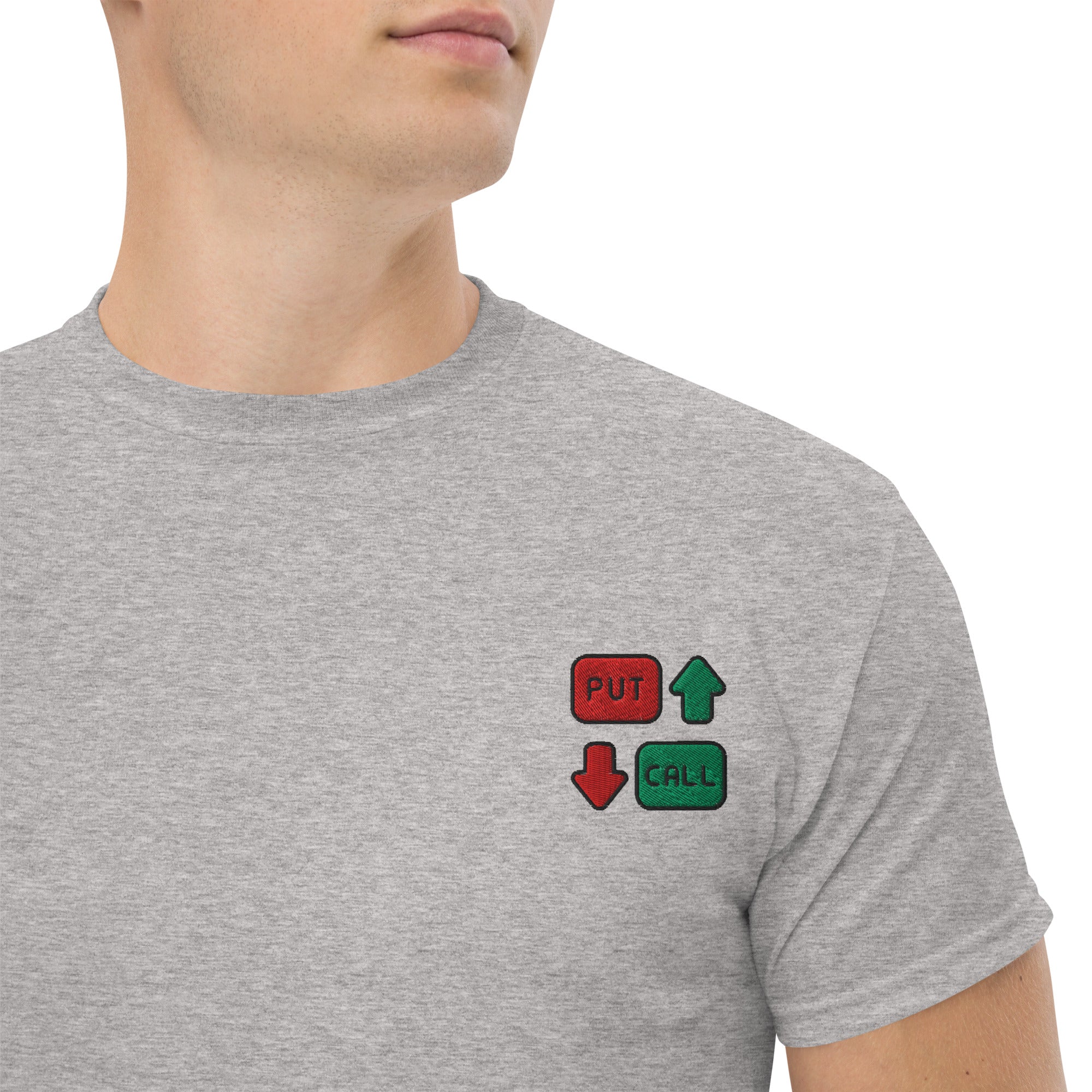 T-shirt Unisex Option Put & Call-Ricamati-Biiply-Grigio Sportivo-S-Biiply