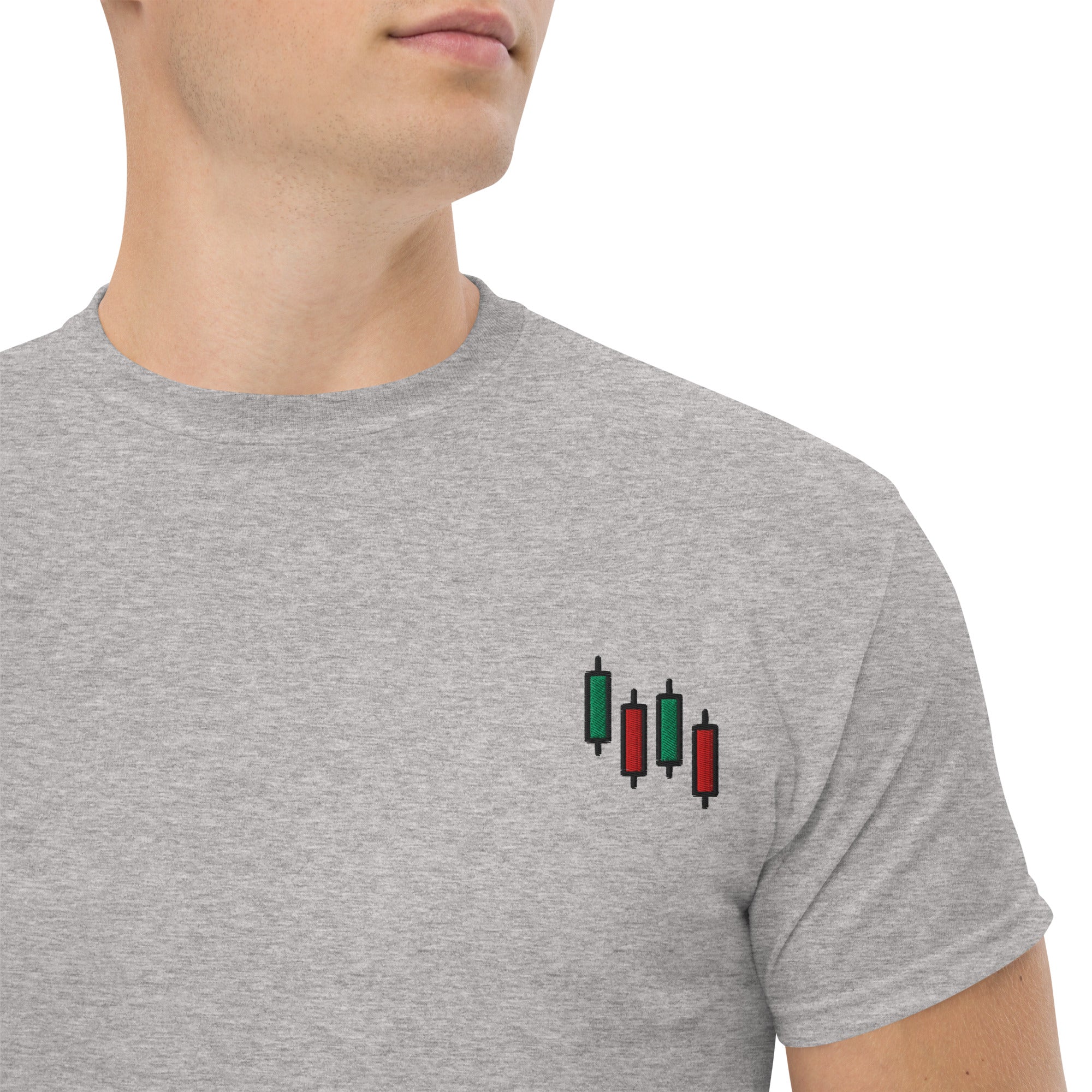 T-shirt Unisex CandelStick pattern-Ricamati-Biiply-Grigio Sportivo-S-Biiply