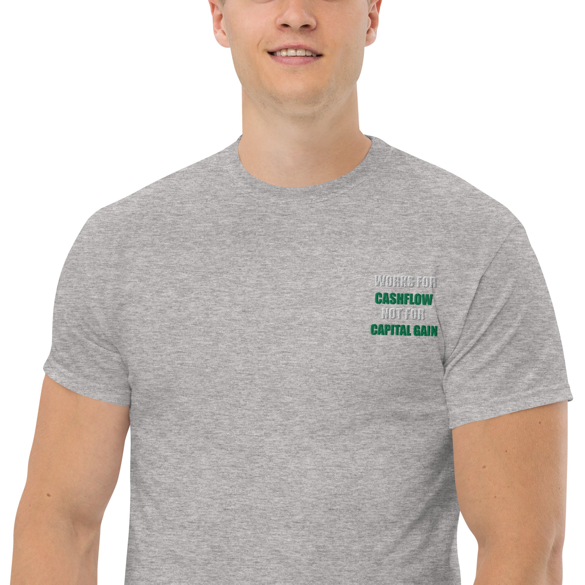T-shirt Unisex Works Cashflow not Capitalgain White logo-Ricamati-Biiply-Biiply