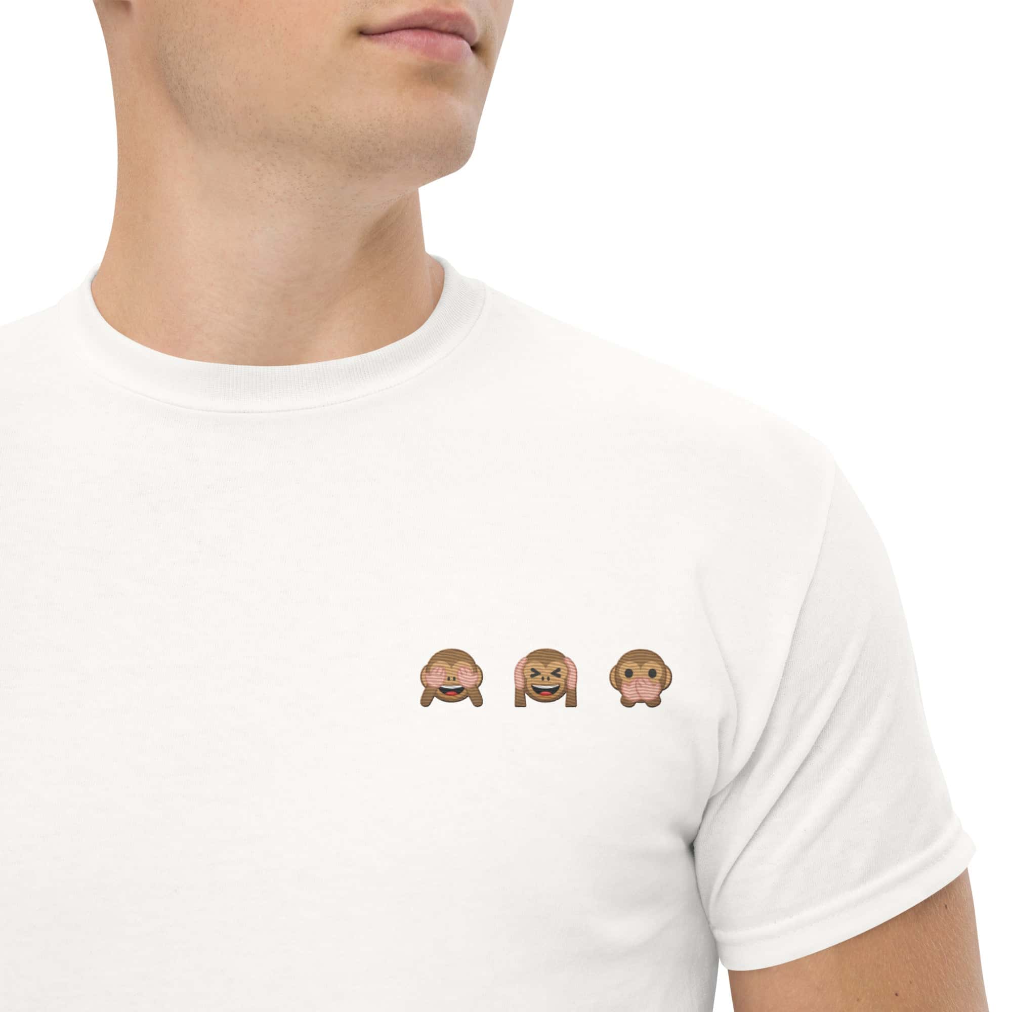 T-shirt Unisex emoji scimmiette-Ricamati-Biiply-Bianco-S-Biiply