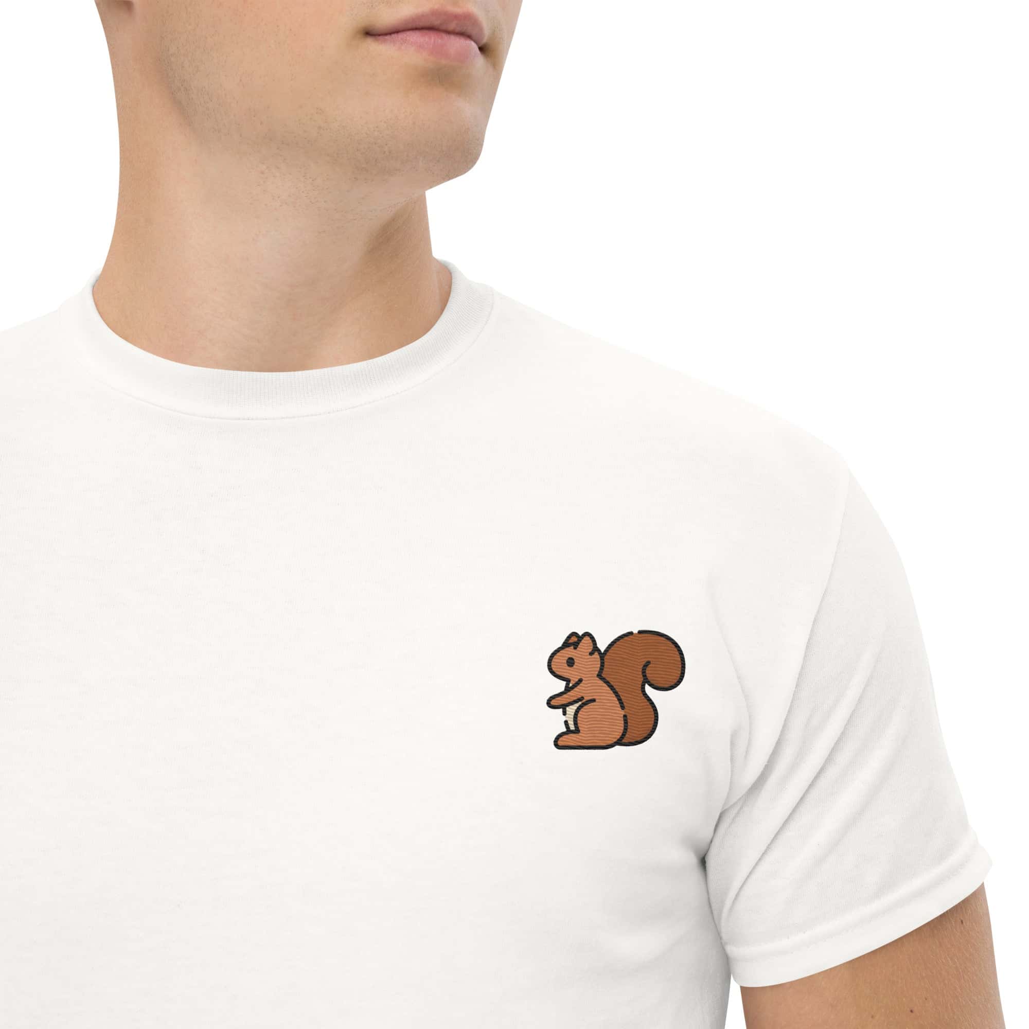 T-shirt Unisex Scoiattolo-Ricamati-Biiply-Bianco-S-Biiply