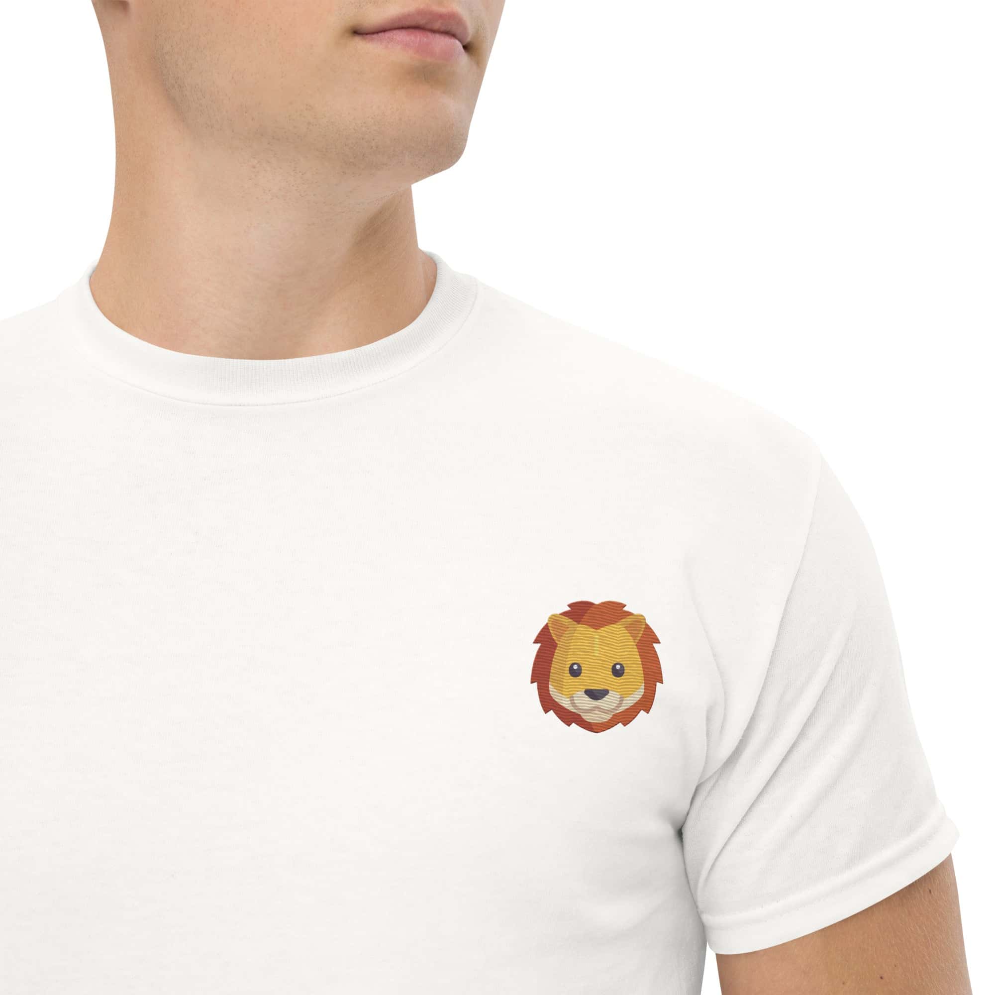 T-shirt Unisex Leone-Ricamati-Biiply-Bianco-S-Biiply