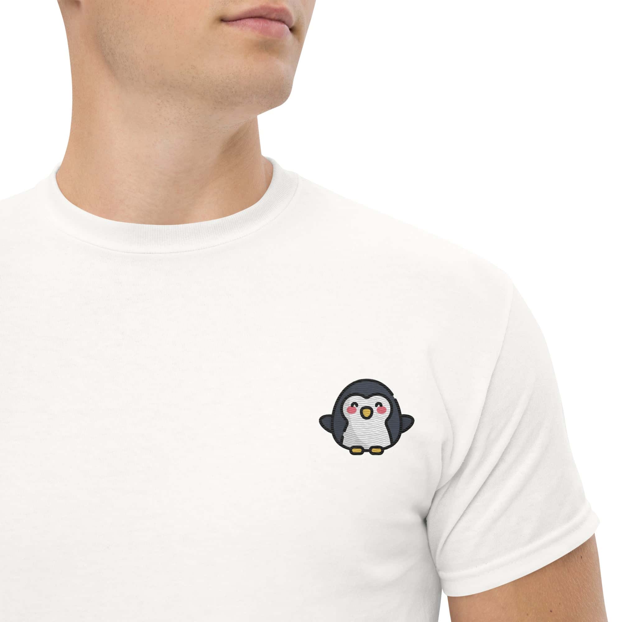 T-shirt Unisex Pinguino-Ricamati-Biiply-Bianco-S-Biiply