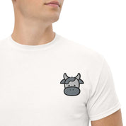 T-shirt Unisex Faccia Mucca-Ricamati-Biiply-Bianco-S-Biiply