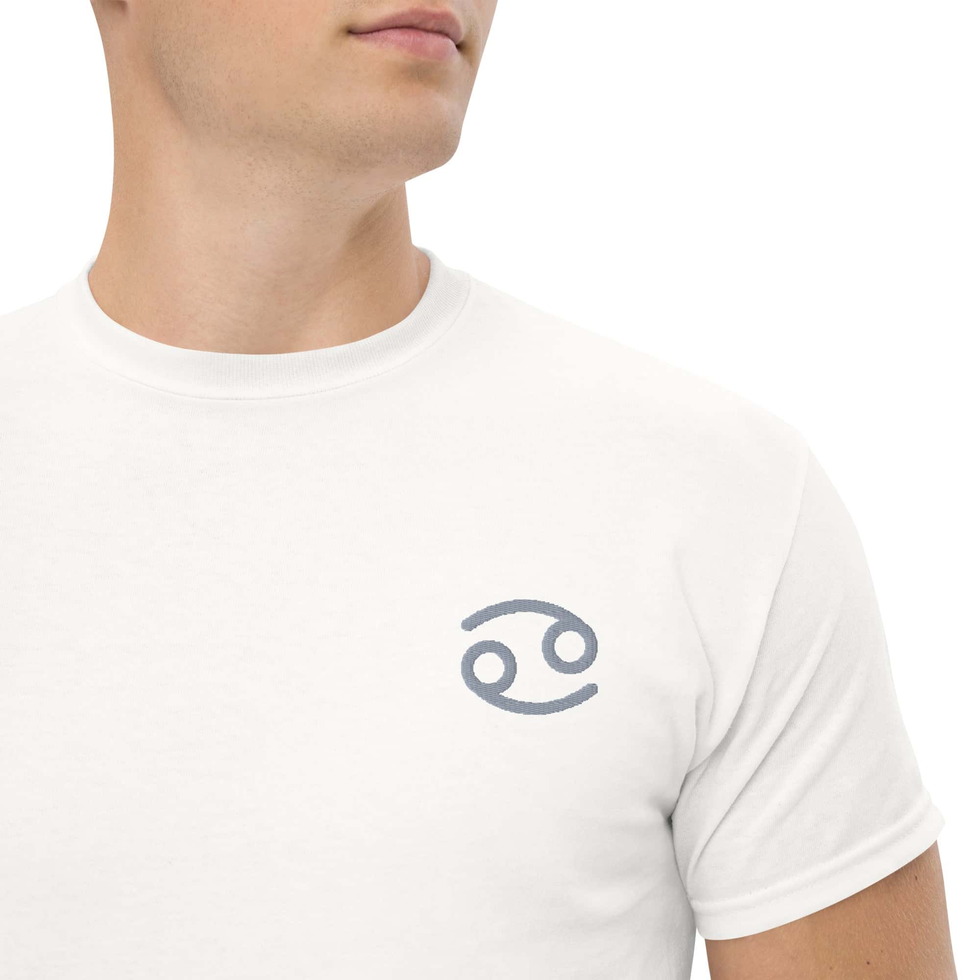 T-shirt Unisex Cancro-Ricamati-Biiply-Bianco-S-Biiply