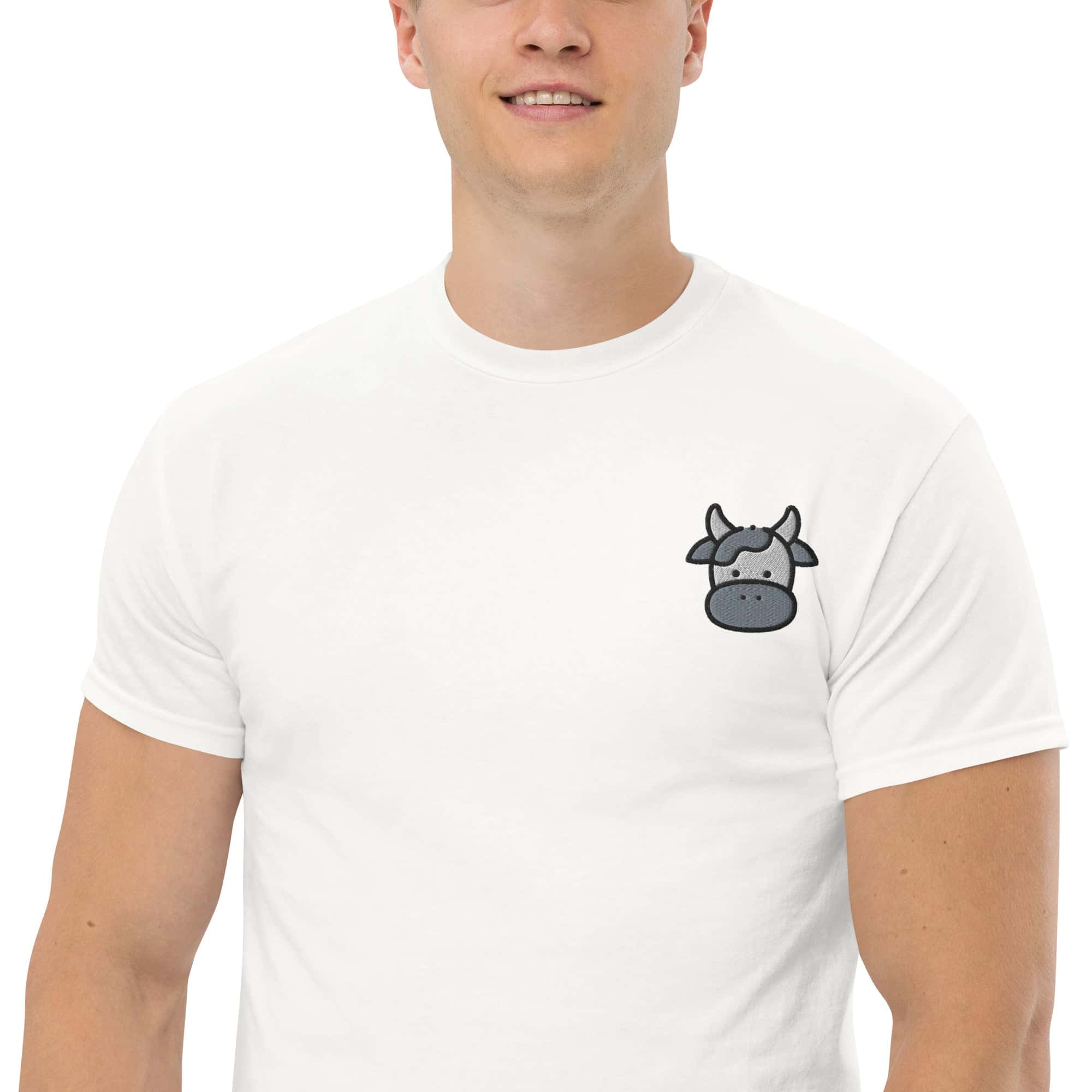 T-shirt Unisex Faccia Mucca-Ricamati-Biiply-Biiply