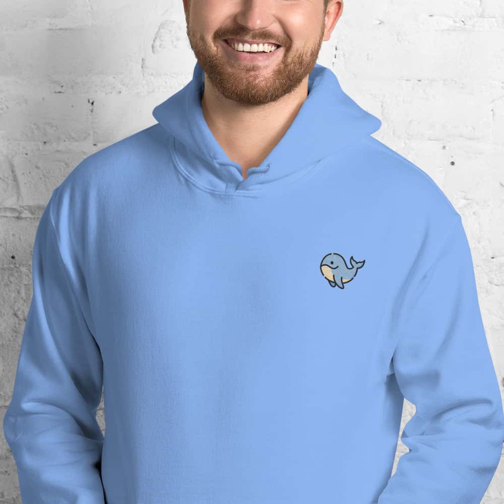 Felpa Unisex Baby Balena-Ricamati-Biiply-Blu Carolina-S-Biiply