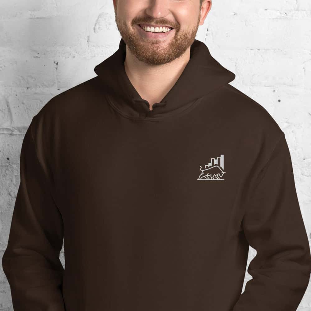Felpa Unisex Bull market-Ricamati-Biiply-Cioccolato Fondente-S-Biiply