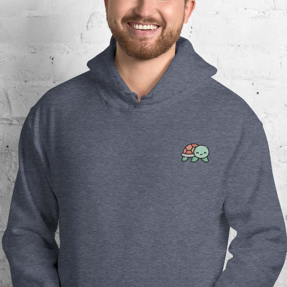 Felpa Unisex Baby Tartaruga-Ricamati-Biiply-Heather Sport Dark Navy-S-Biiply