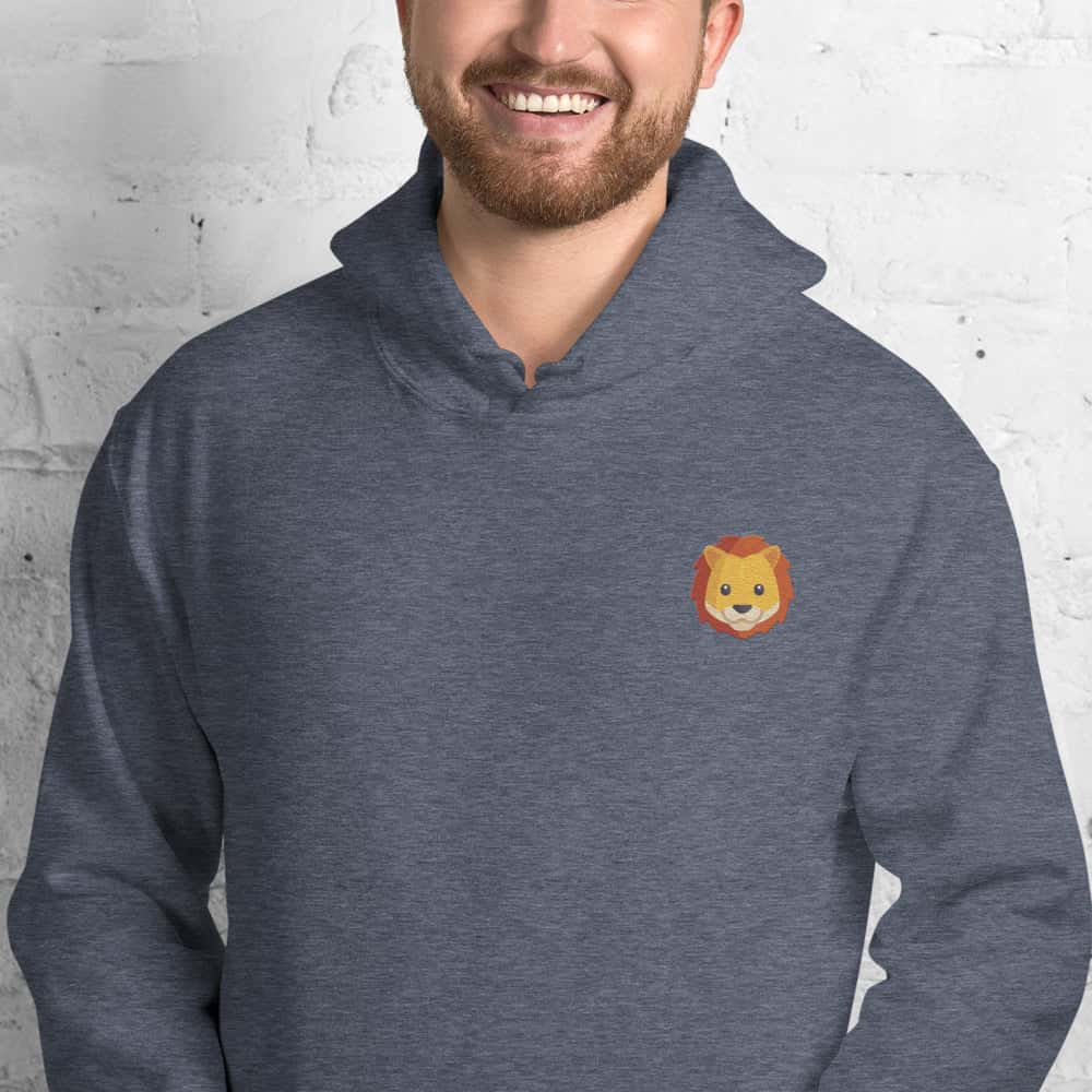 Felpa Unisex Leone-Ricamati-Biiply-Heather Sport Dark Navy-S-Biiply