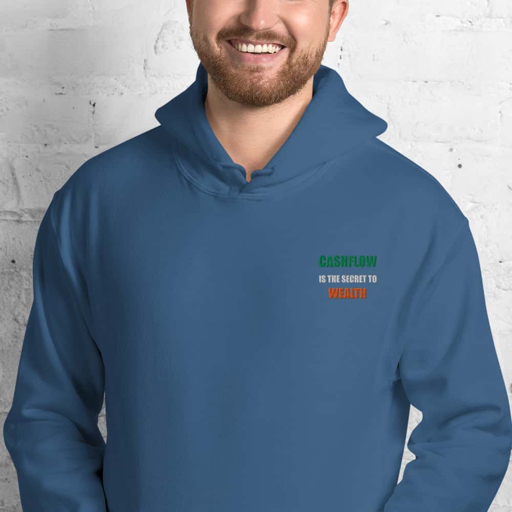 Felpa Unisex Cashflow Secret Wealth White-Ricamati-Biiply-Blu Indaco-S-Biiply