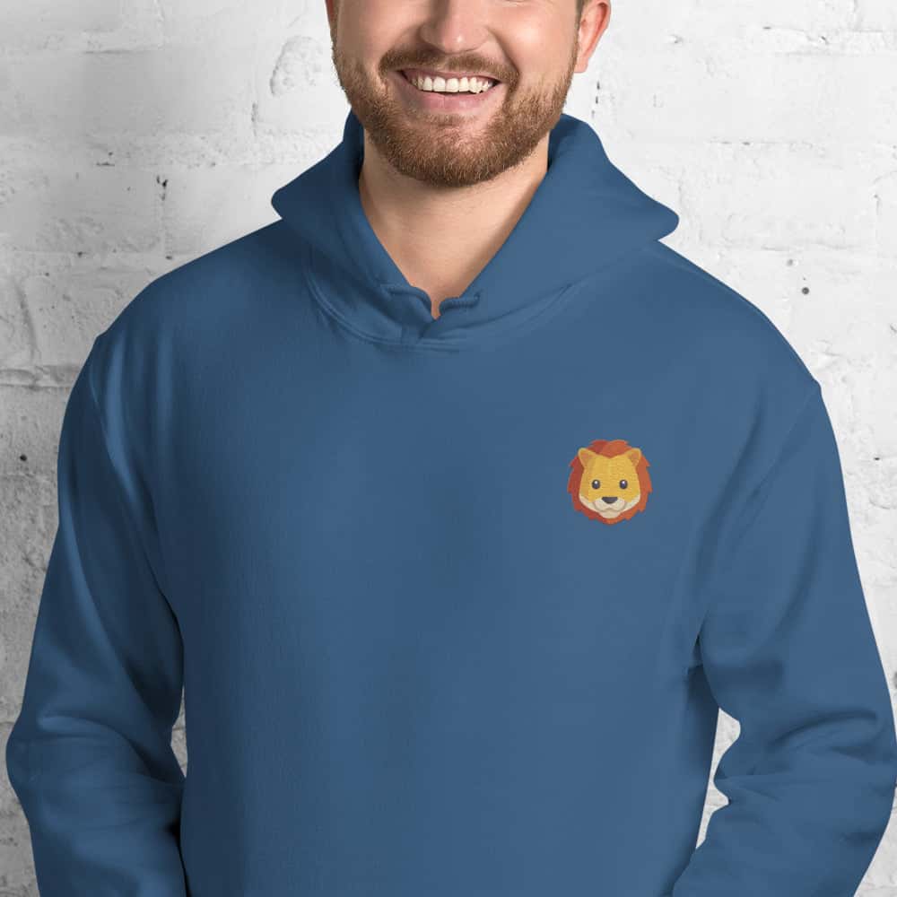 Felpa Unisex Leone-Ricamati-Biiply-Blu Indaco-S-Biiply