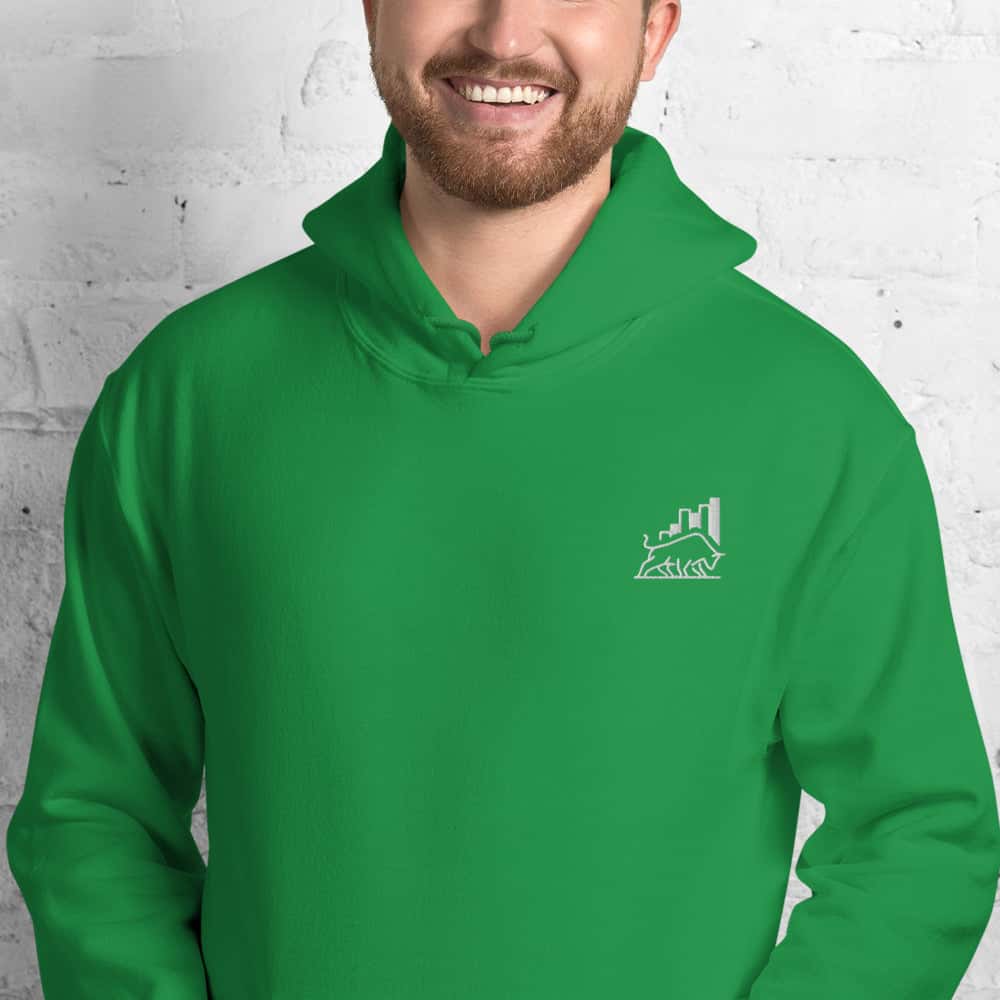 Felpa Unisex Bull market-Ricamati-Biiply-Verde Irlandese-S-Biiply