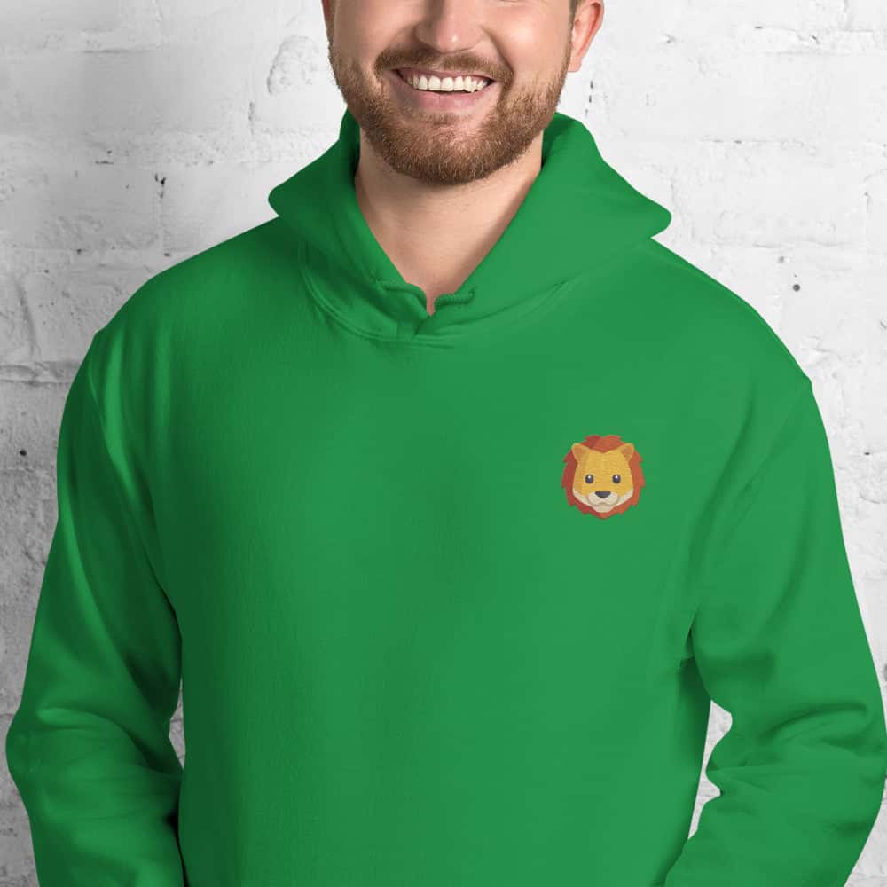 Felpa Unisex Leone-Ricamati-Biiply-Verde Irlandese-S-Biiply