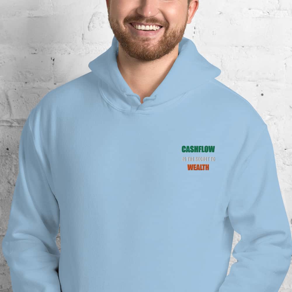 Felpa Unisex Cashflow Secret Wealth White-Ricamati-Biiply-Blu Chiaro-S-Biiply