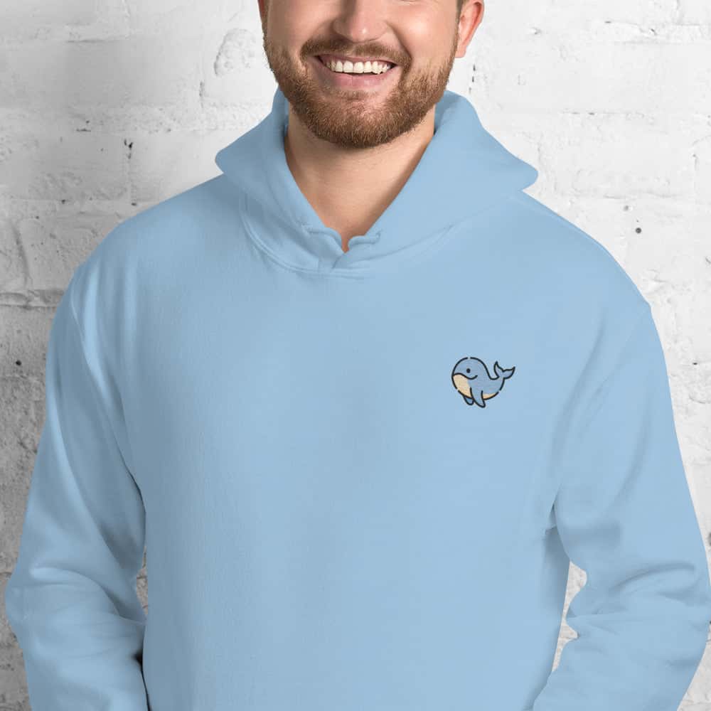 Felpa Unisex Baby Balena-Ricamati-Biiply-Blu Chiaro-S-Biiply