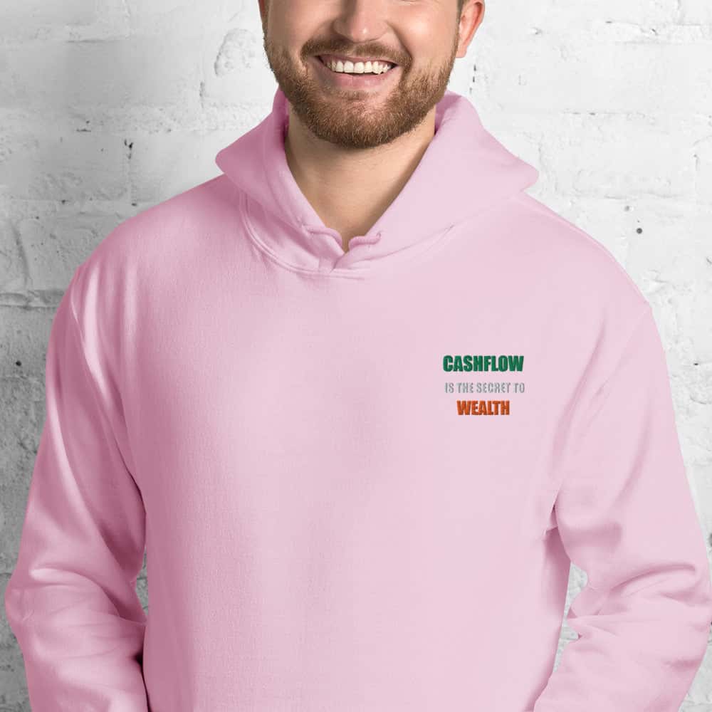Felpa Unisex Cashflow Secret Wealth White-Ricamati-Biiply-Rosa Chiaro-S-Biiply