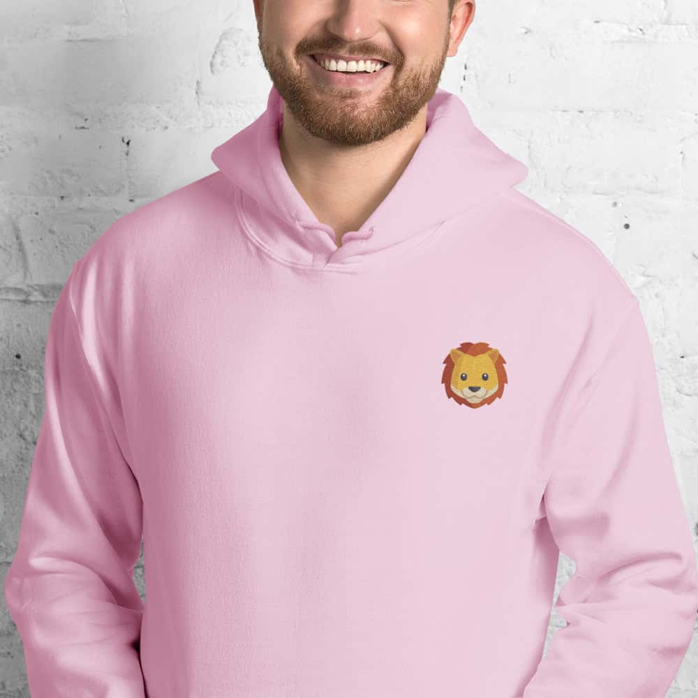 Felpa Unisex Leone-Ricamati-Biiply-Rosa Chiaro-S-Biiply