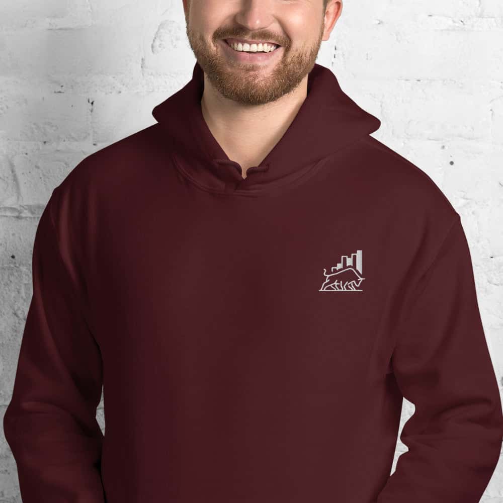 Felpa Unisex Bull market-Ricamati-Biiply-Granata-S-Biiply