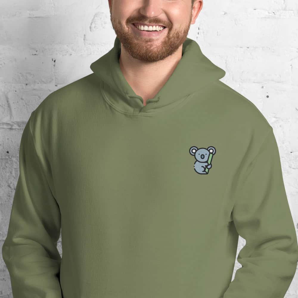 Felpa Unisex Koala-Ricamati-Biiply-Verde Militare-S-Biiply