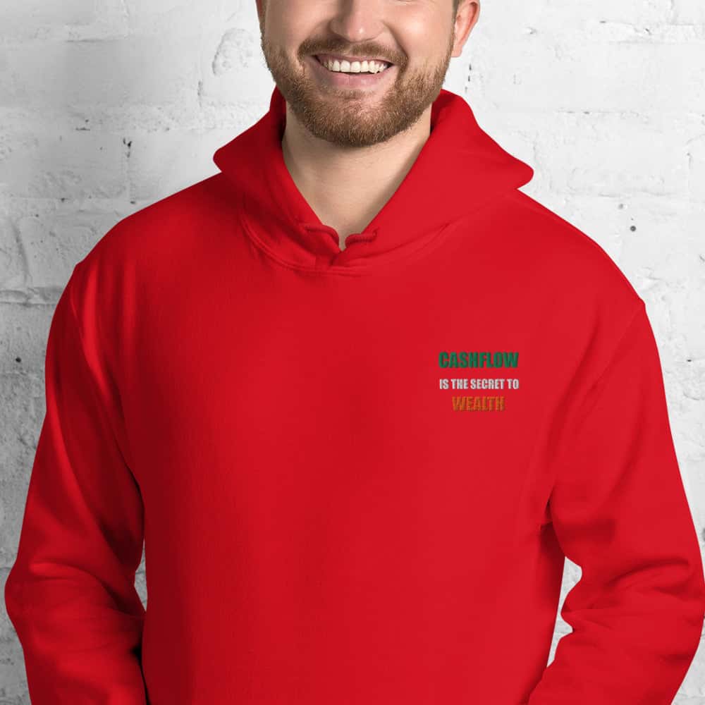 Felpa Unisex Cashflow Secret Wealth White-Ricamati-Biiply-Rosso-S-Biiply